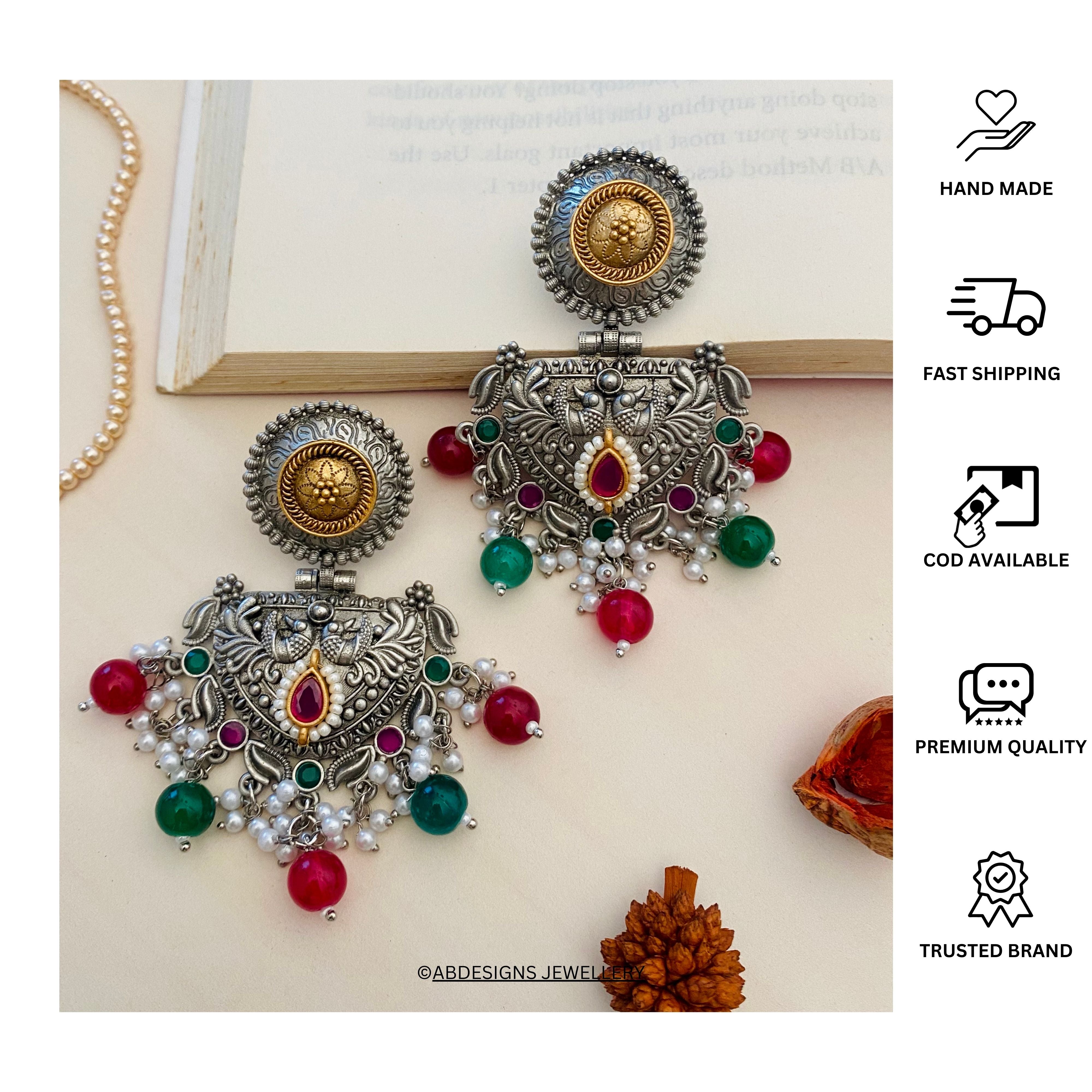 Timeless High-Quality German Silver Earring - Abdesignsjewellery