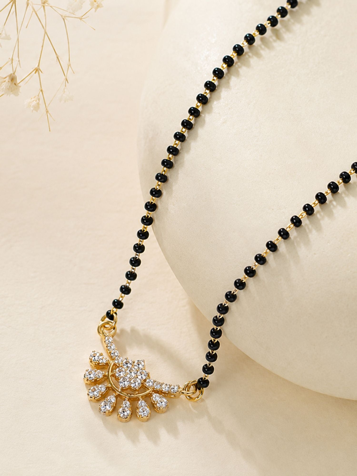 Black Beads Mangalsutra in Gold Plating – Daily Wear | Abdesigns