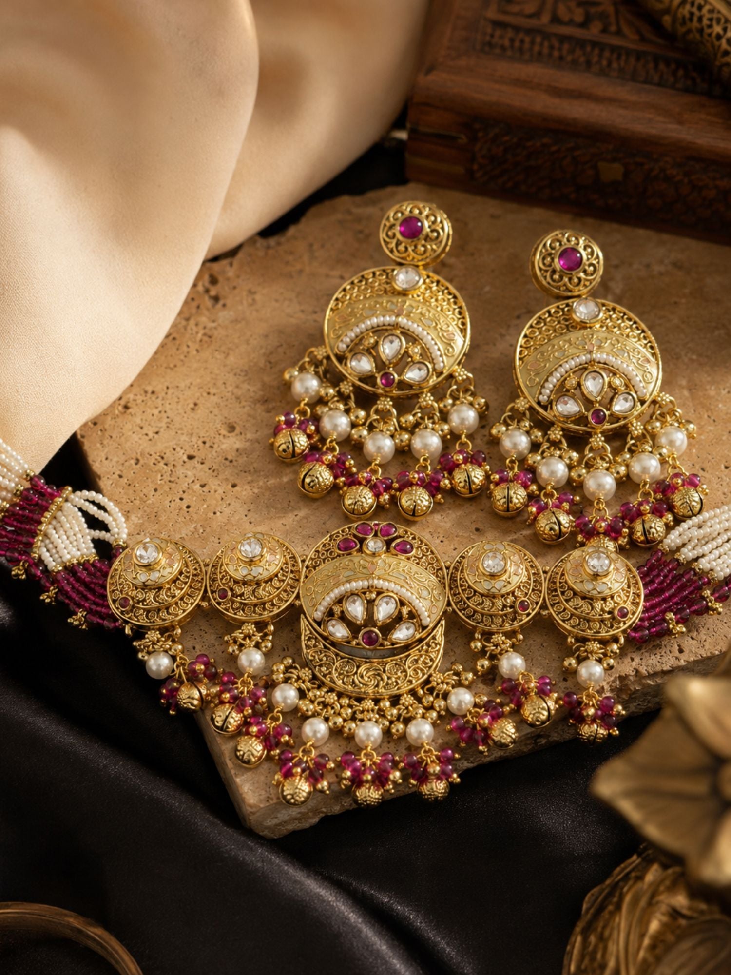 Abdesigns Royal Gold Choker Necklace Set