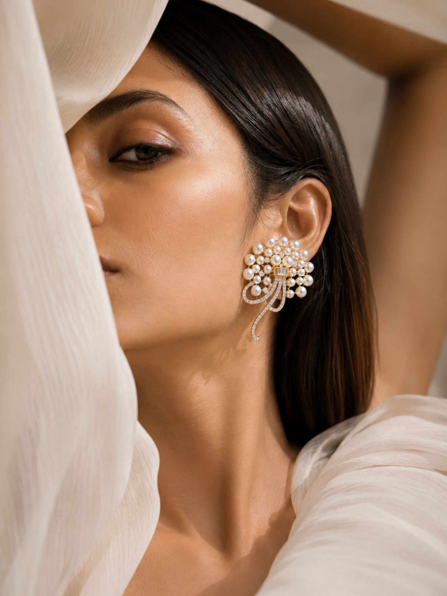 Gold Plated American Diamond Studs Earring - earrings by Abdesigns Jewellery