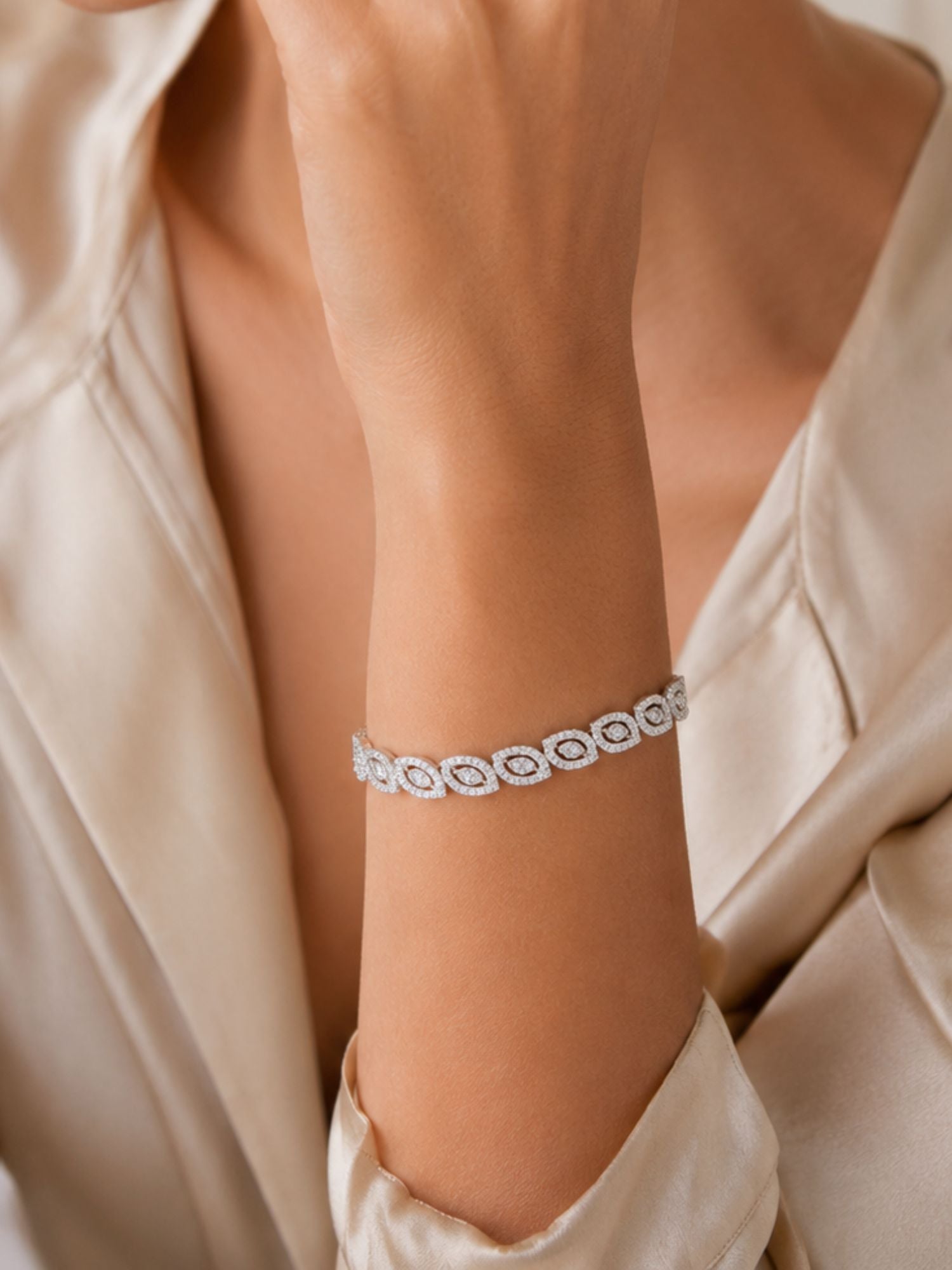 Exclusive Silver Plated American Diamond Bracelet