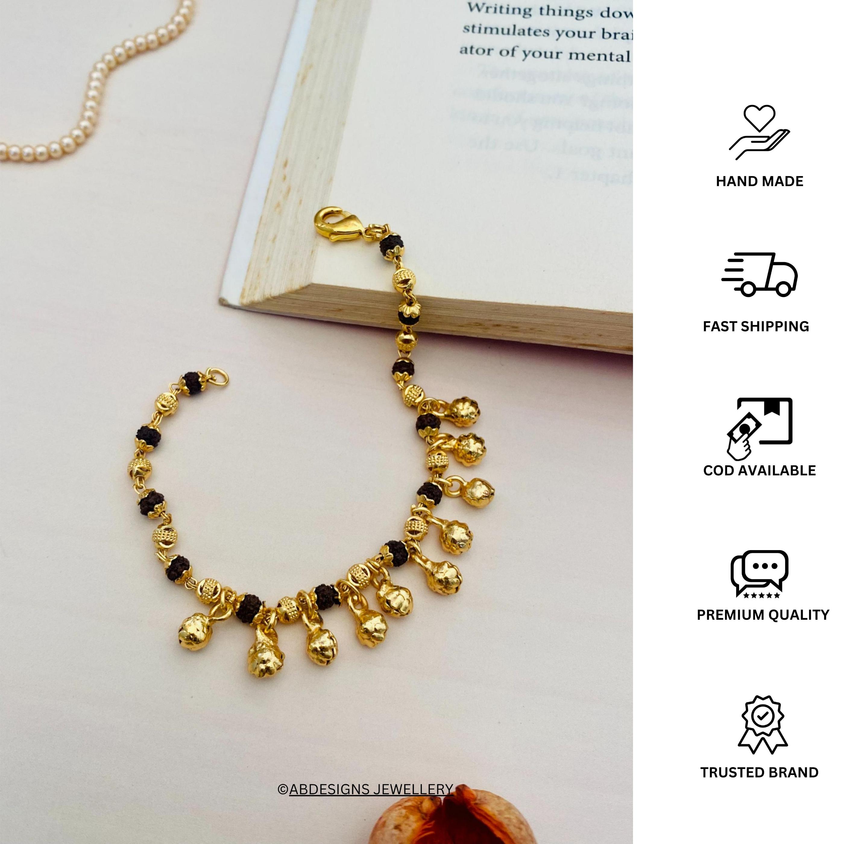 Dazzling Antique Gold Polish Hand Bracelet - Abdesignsjewellery