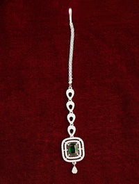 Thumbnail for Wedding Silver Plated American Diamond Maangtikka