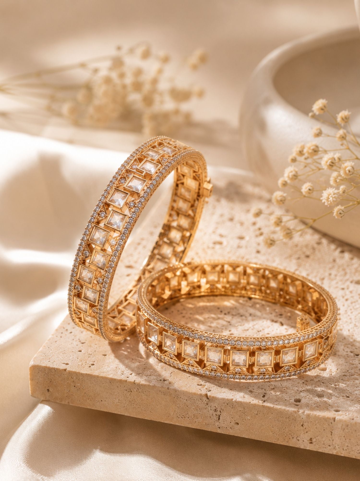 Abdesigns Gold Plated Polki Diamond Bangles