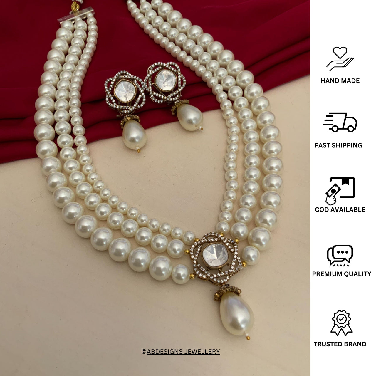 High Quality Gold Plated Pearl Necklace Set