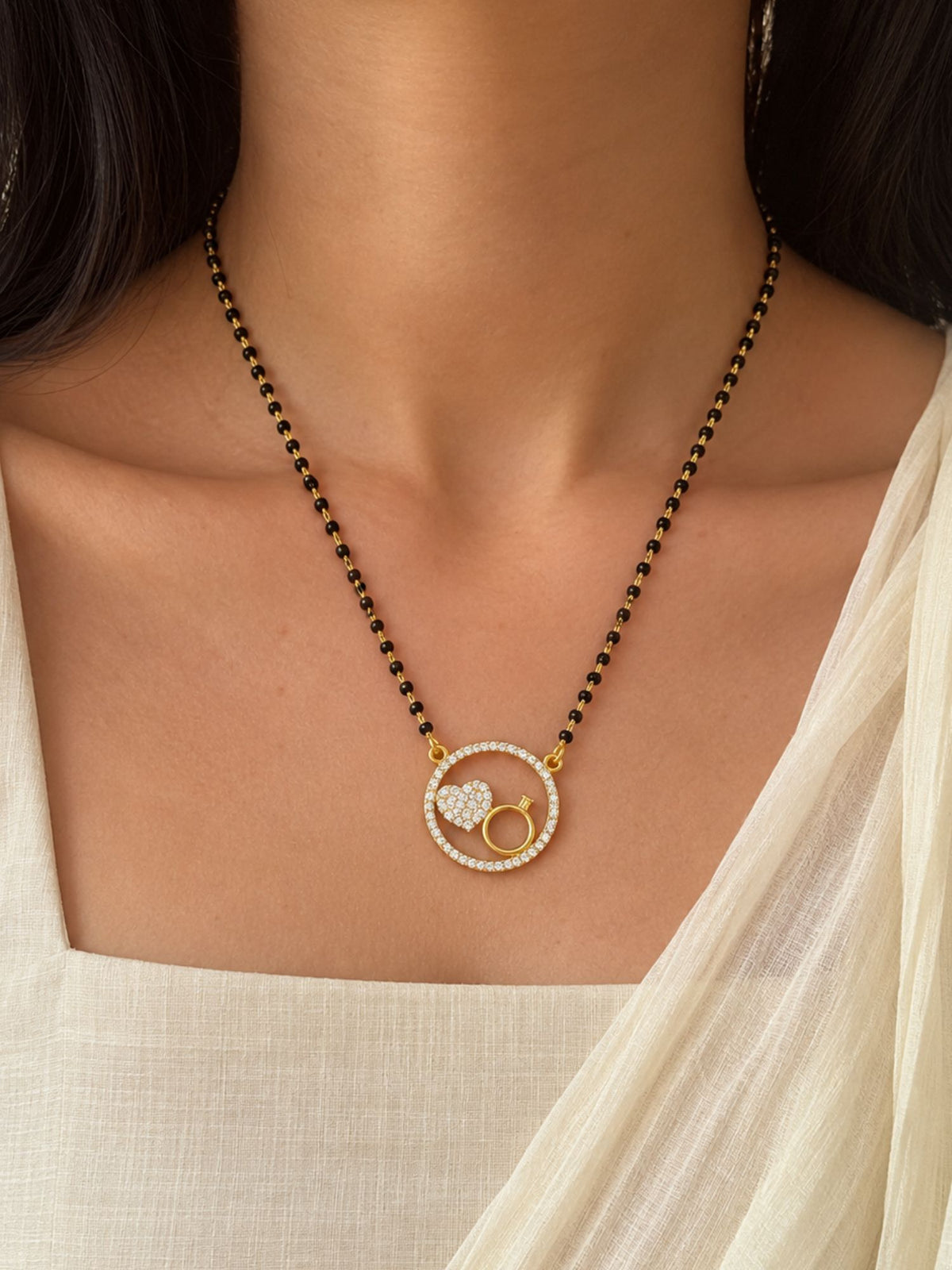 Set of 2 AD Stone Love Mangalsutras Combo | Abdesigns Jewellery
