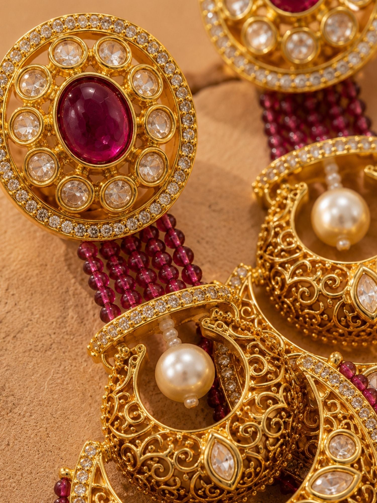 Chandbali Earrings in Gold Finish – Festive Wear | Abdesigns Jewellery