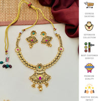 Thumbnail for Finely Crafted Antique Gold Plated Matt Finish Necklace Set