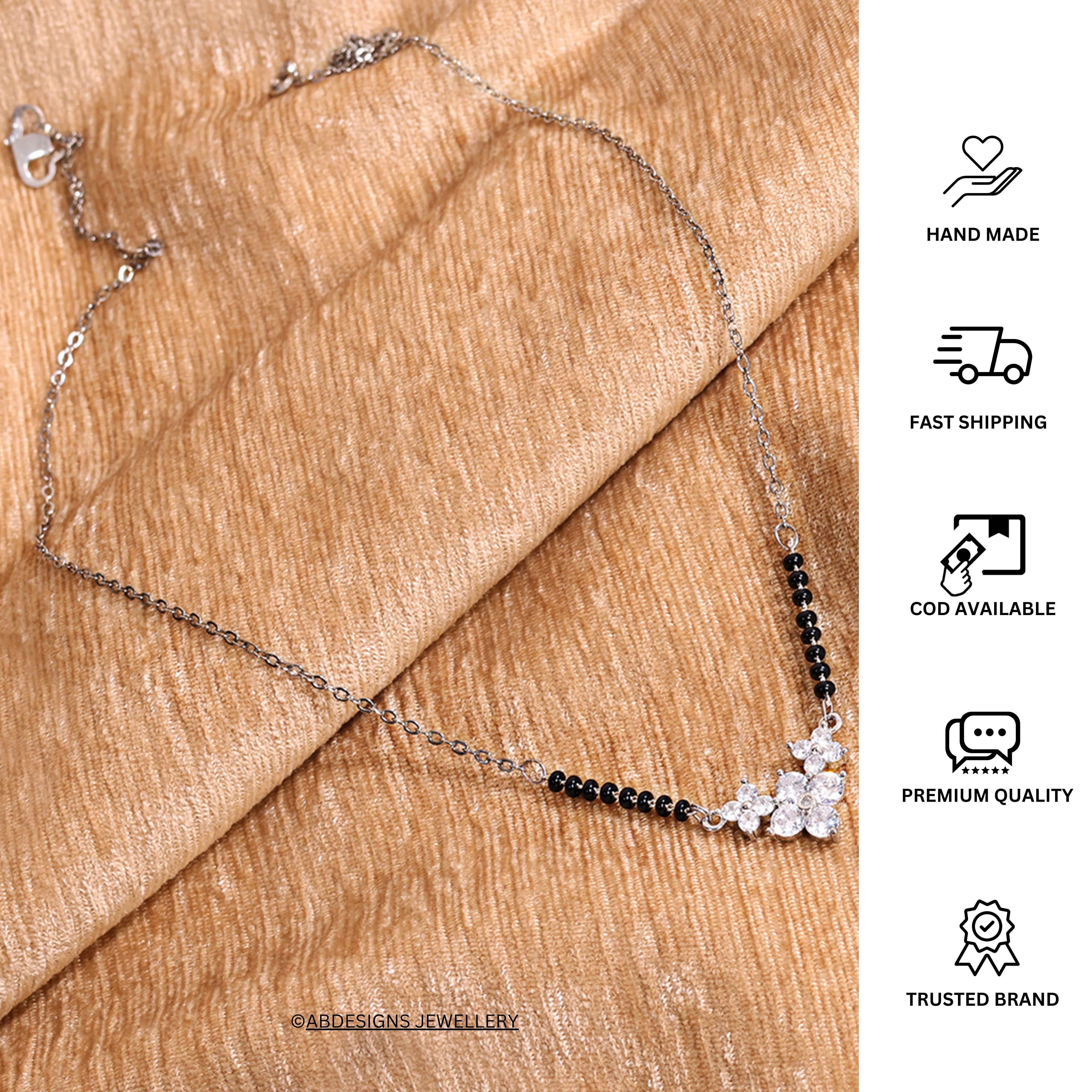 Minimal Gold Plated Triple Flower Mangalsutra - Abdesignsjewellery