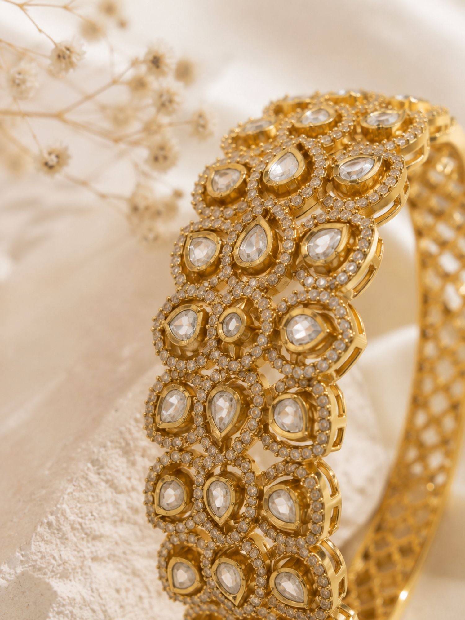 Royal Polki Kundan Teardrop Statement Bracelet | Abdesigns