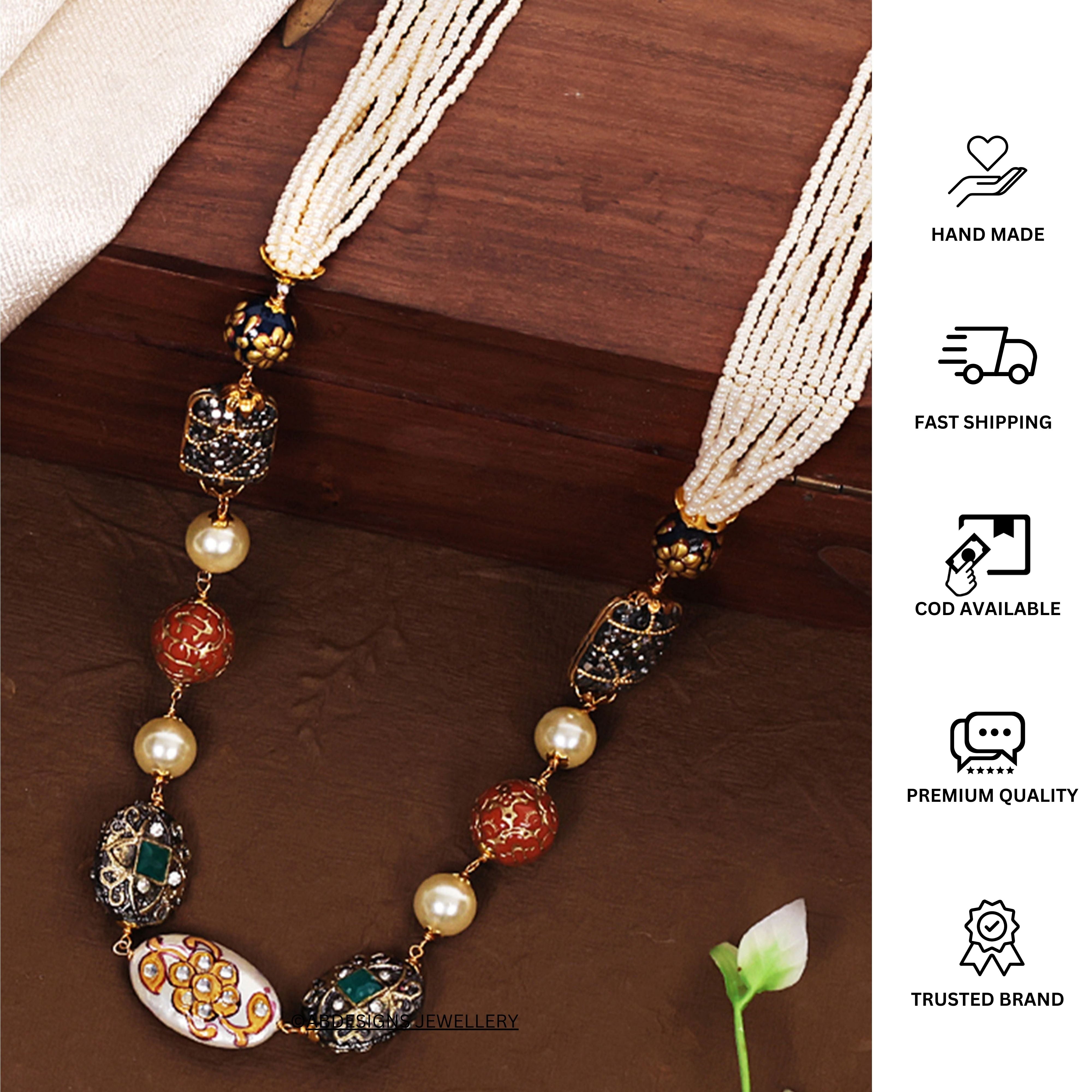 Beads Pearls Stones Gold Plated Jewellery Mala - Abdesignsjewellery