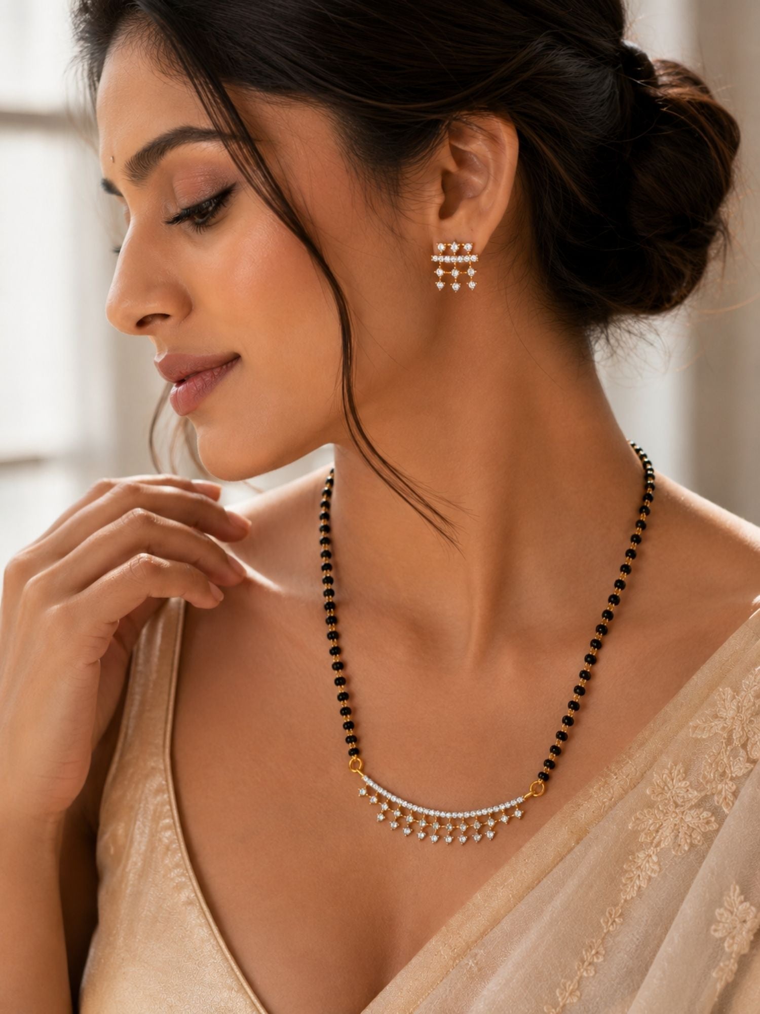 Minimal Mangalsutra Set in Gold Plating – Daily Wear | Abdesigns