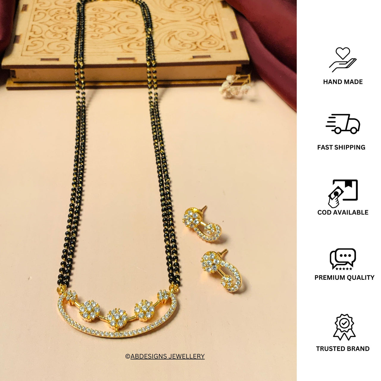 Enchanting High Quality Floral Gold Plated Mangalsutra - Abdesignsjewellery