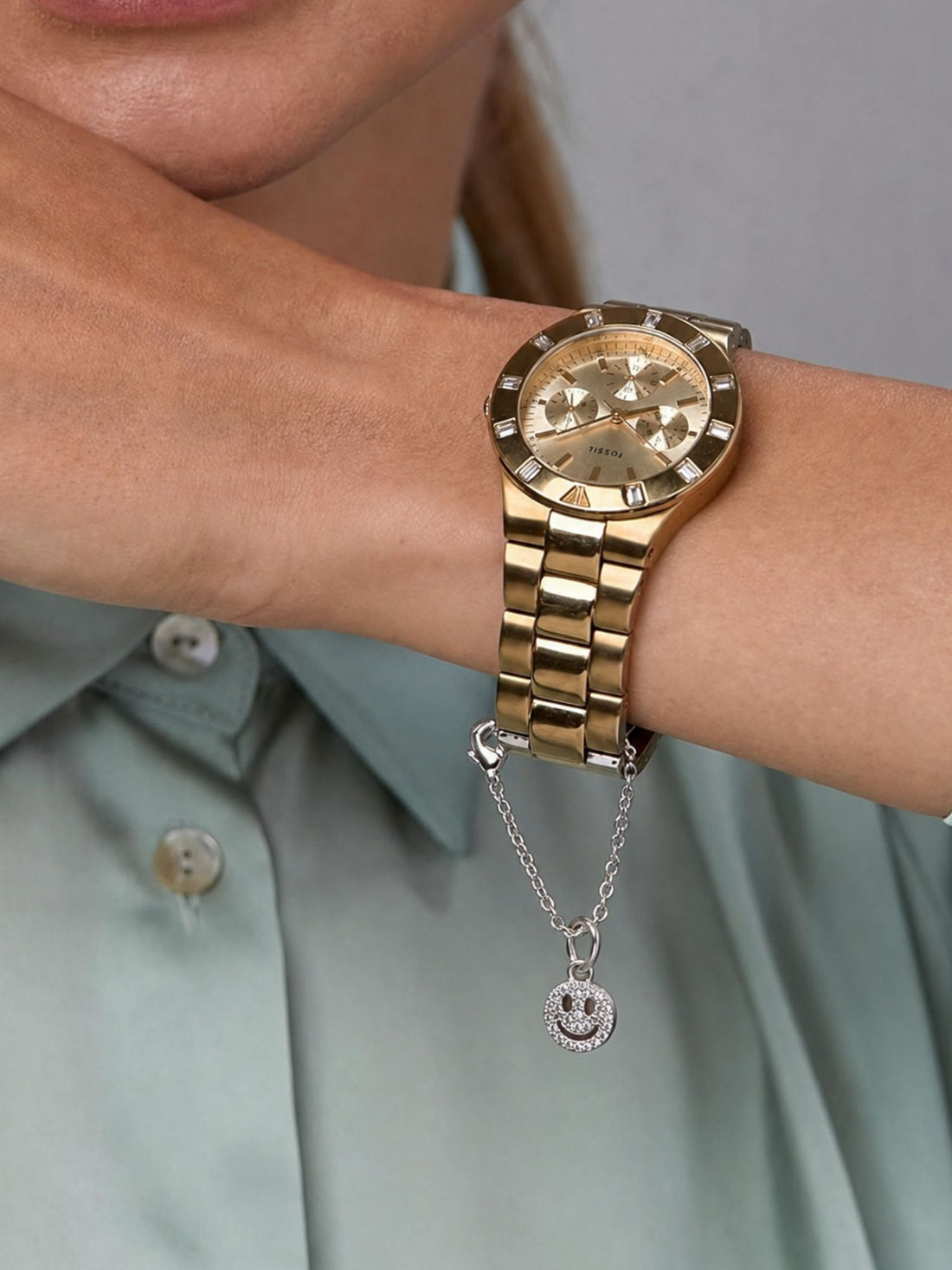 925 Sterling Silver Smiley Face Charm Chain with CZ Stones | Abdesigns Jewellery