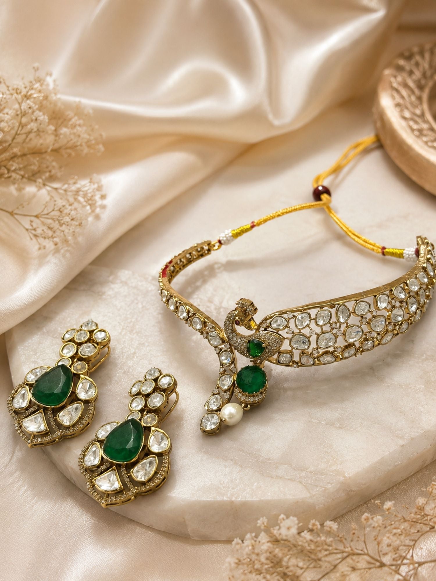Peacock Kundan Necklace Set Gold Plated | Abdesigns