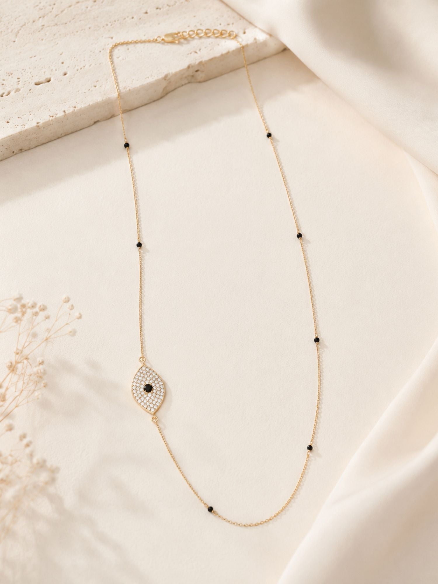 Silver Plated Evil Eye Mangalsutra for Women with Black Beads