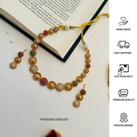 Thumbnail for Elegant Gold Plated Necklace With Pair Of Earrings - Abdesignsjewellery