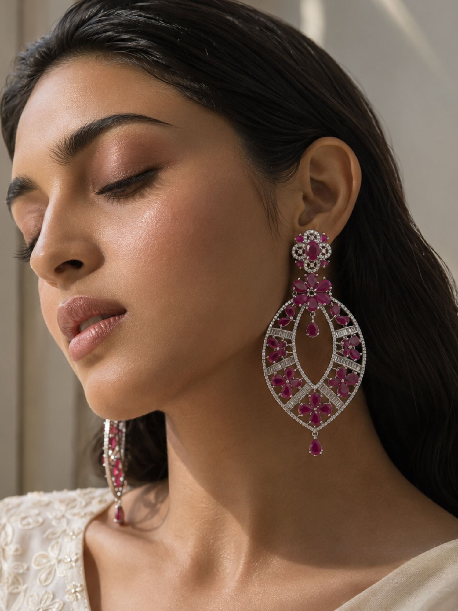 Crystal Floral Statement Earrings | Abdesigns