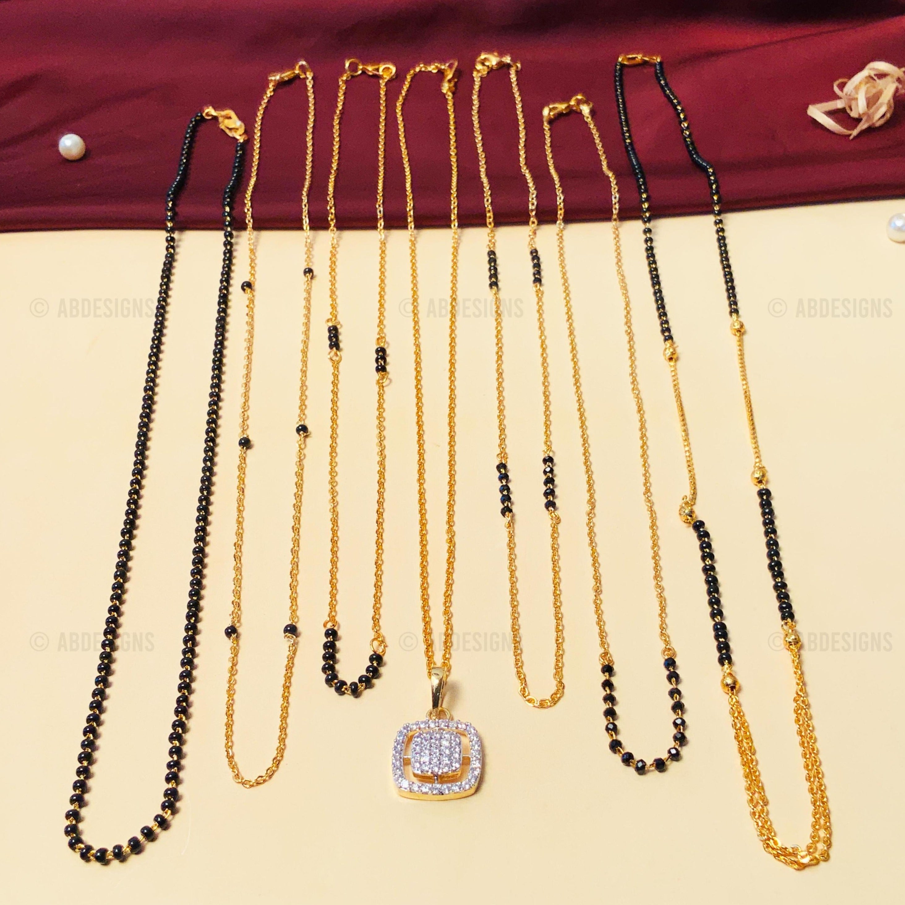 Versatile High Quality Gold Plated American Diamond Mangalsutra Combo