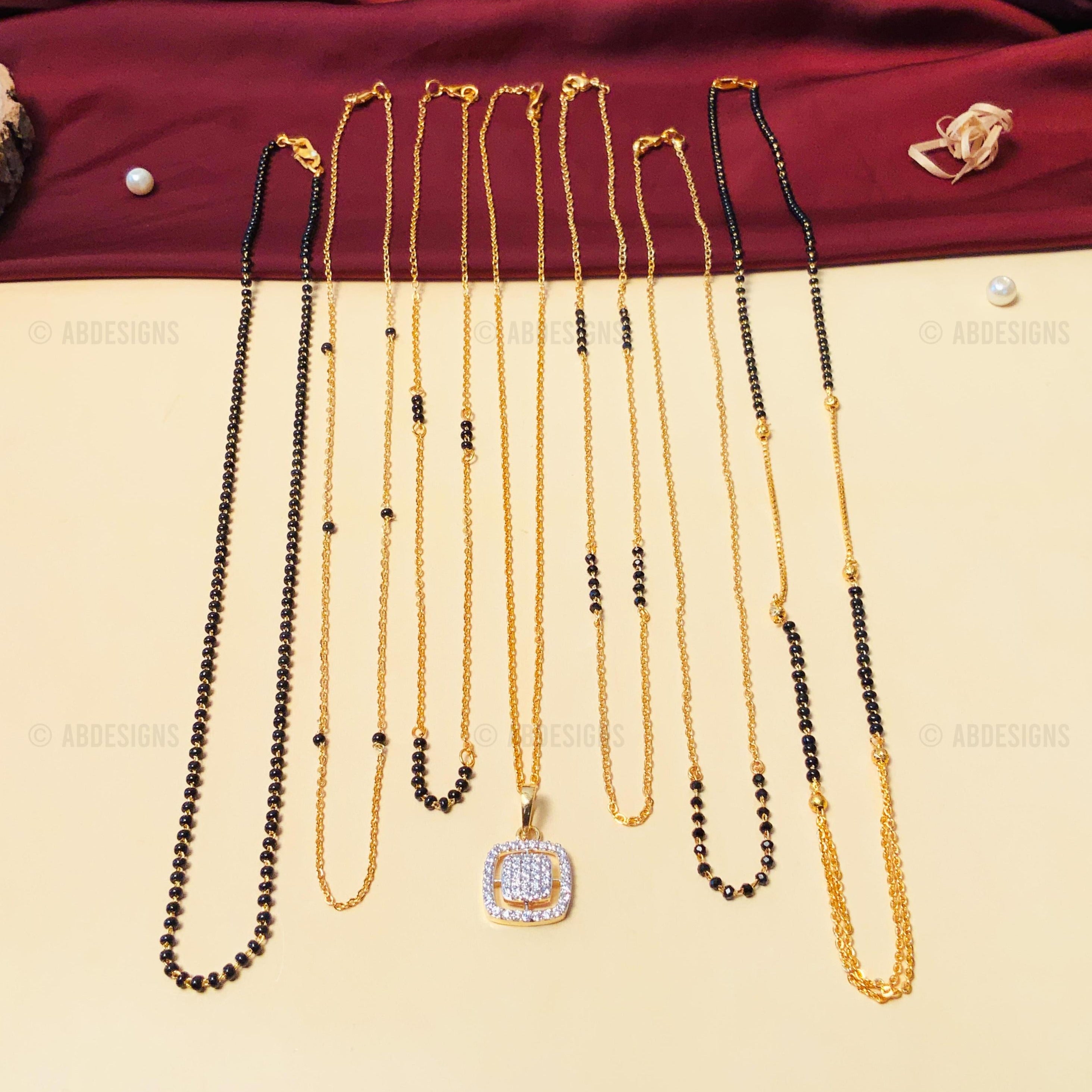 Versatile High Quality Gold Plated American Diamond Mangalsutra Combo