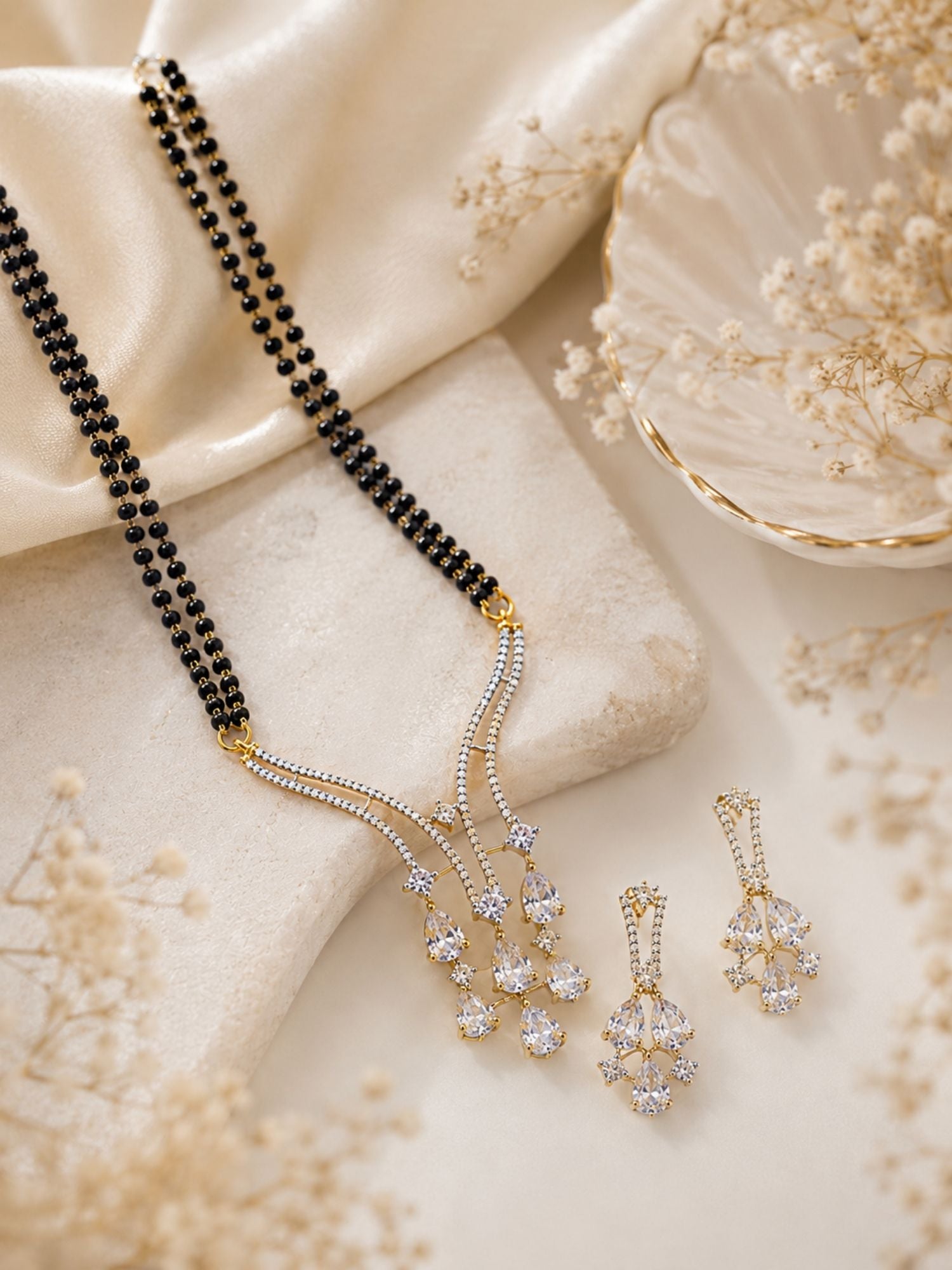 Long Solitaire Pendant Mangalsutra Set | Abdesigns