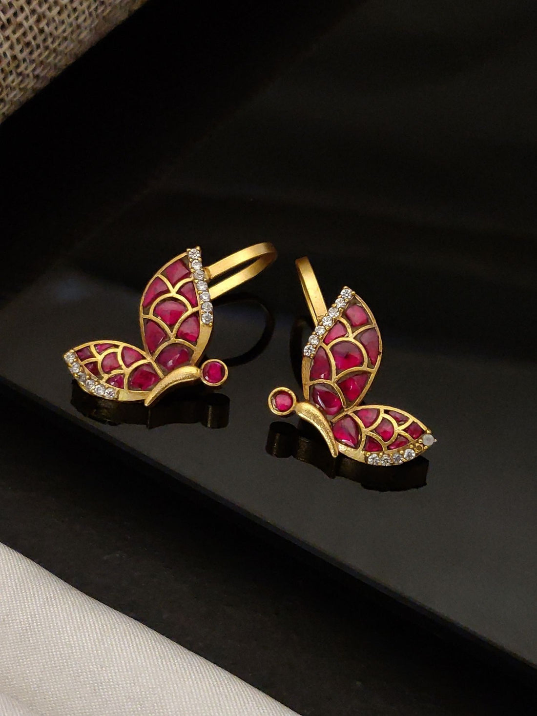 Abdesigns Gold Plated Kempstone Studed Bugadi Earring