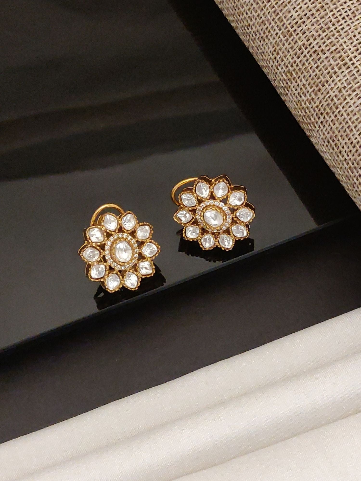 Abdesigns Gold Plated Polki Studs Earring