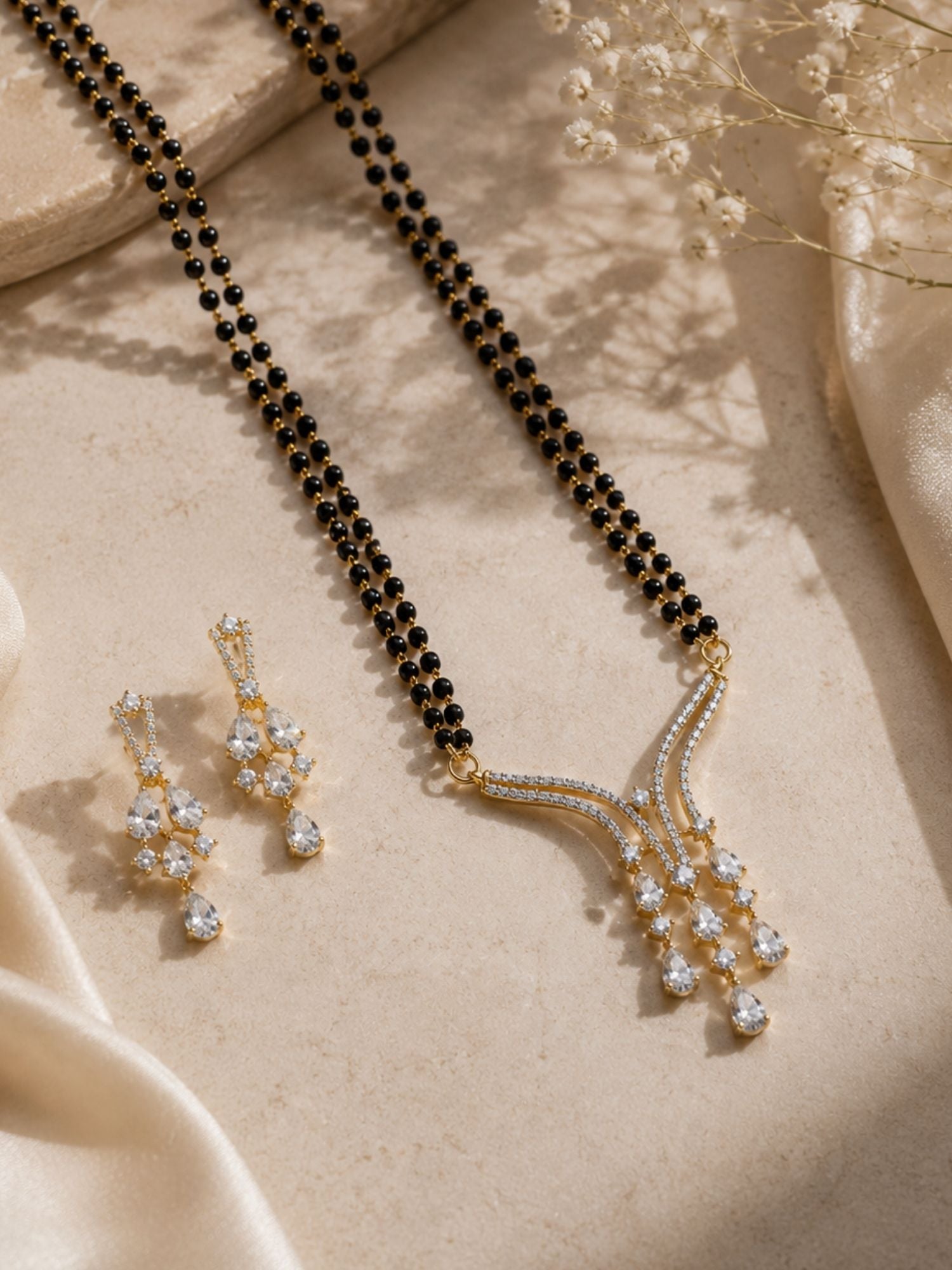 Long Solitaire Pendant Mangalsutra Set | Abdesigns