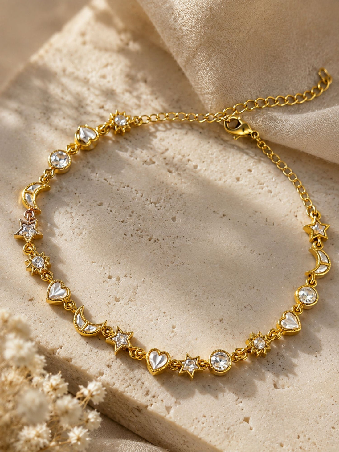 Gold Plated White Polki Kundan Anklets - Set of 1 | Abdesigns Jewellery