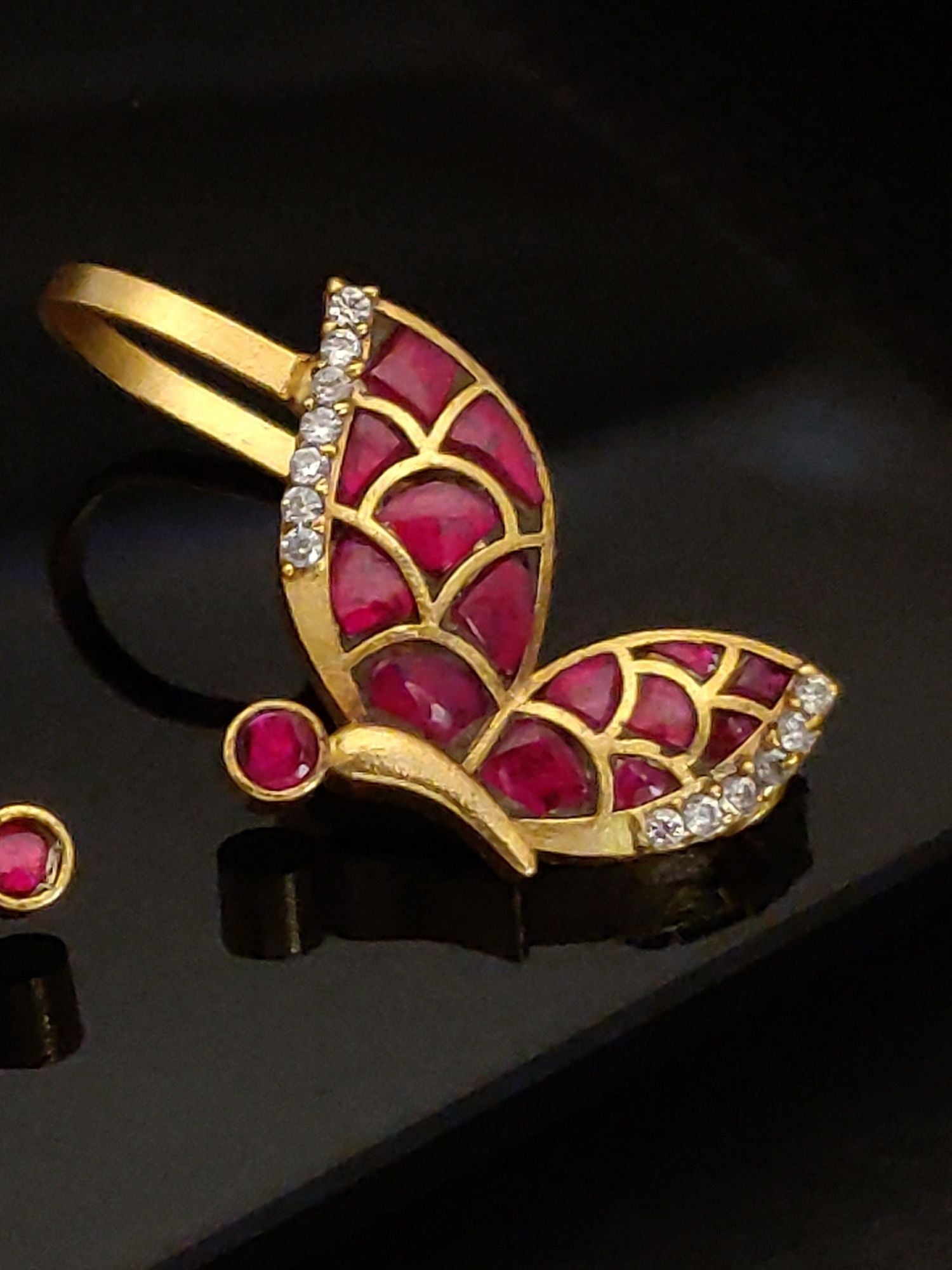 Abdesigns Gold Plated Kempstone Studed Bugadi Earring
