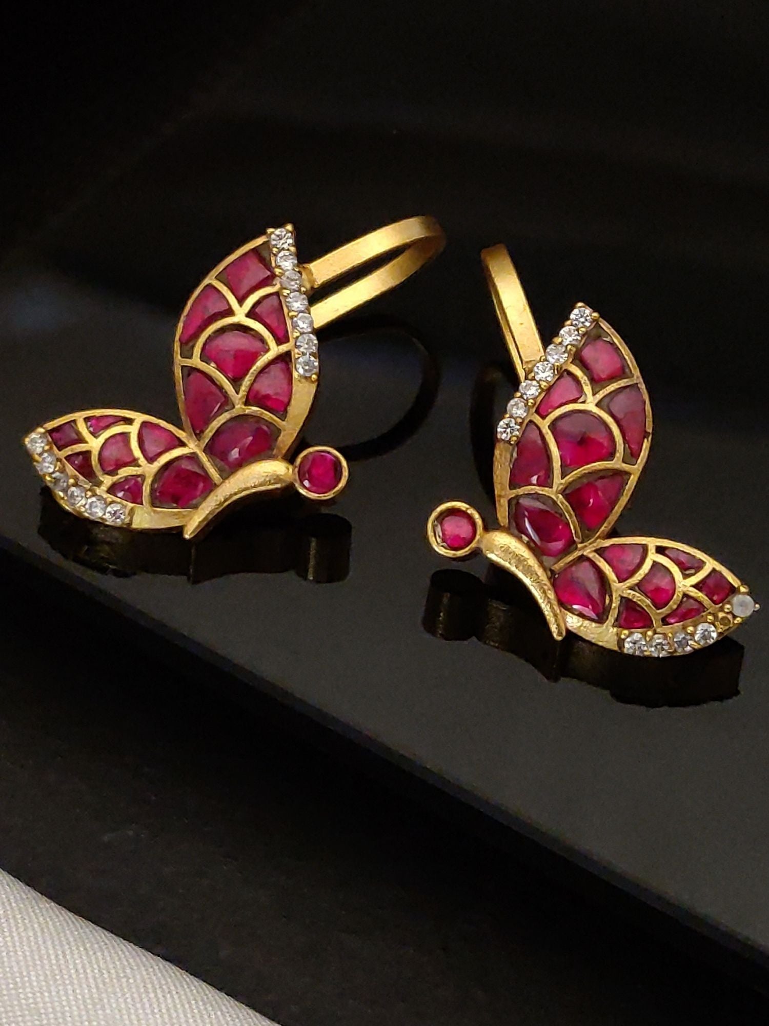 Abdesigns Gold Plated Kempstone Studed Bugadi Earring