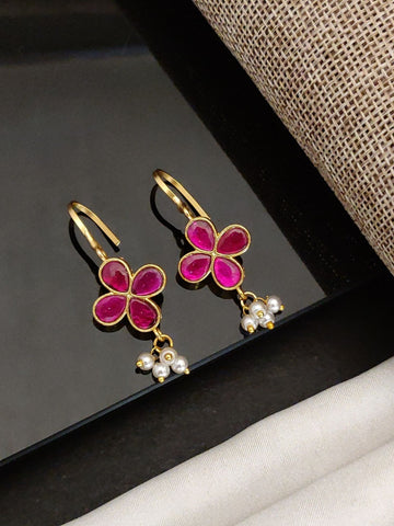 Abdesigns Gold Plated Kempstone Studed Bugadi Earring