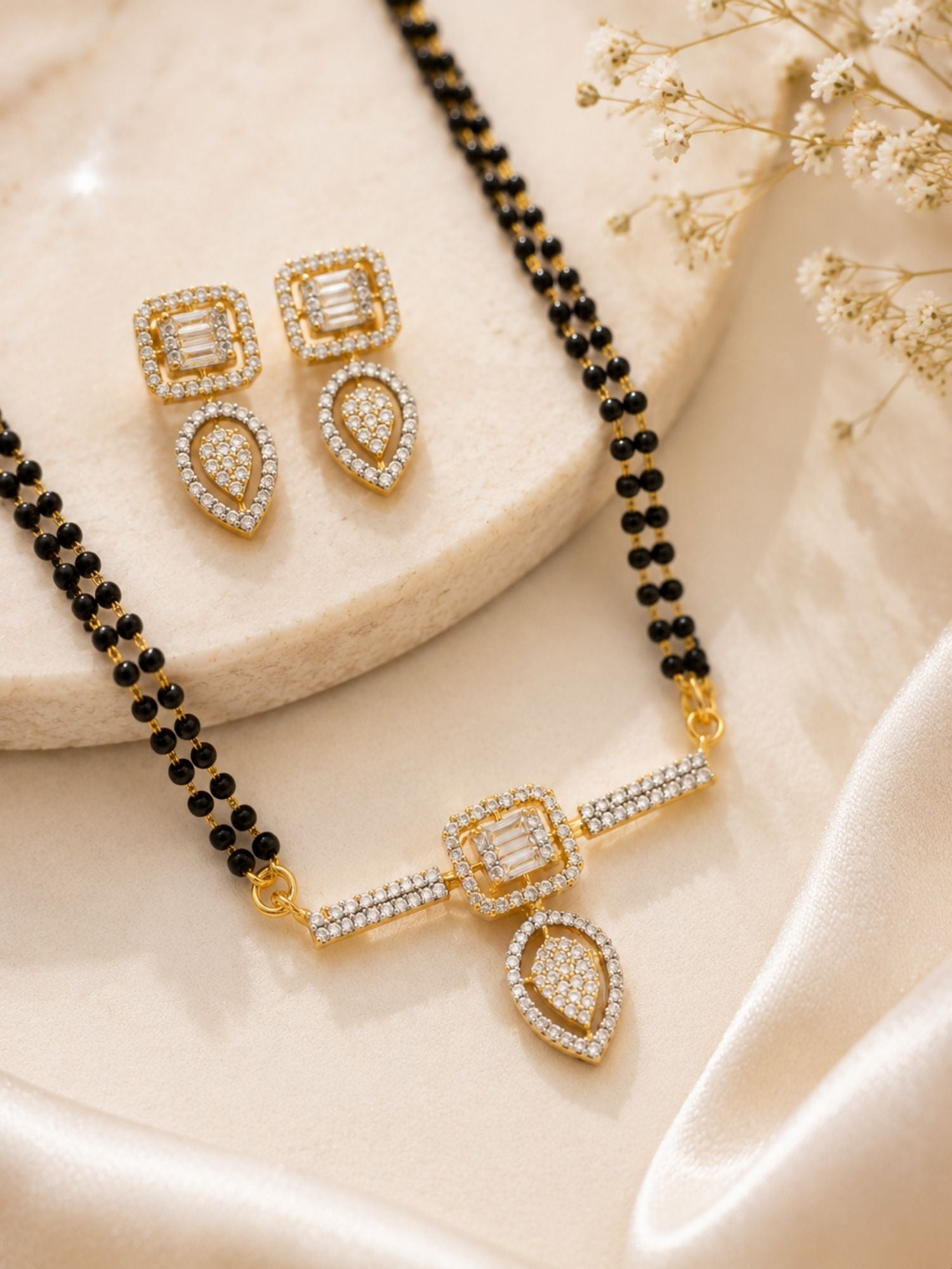 Gold Plated Diamond Look Mangalsutra – Minimal Elegance | Abdesigns