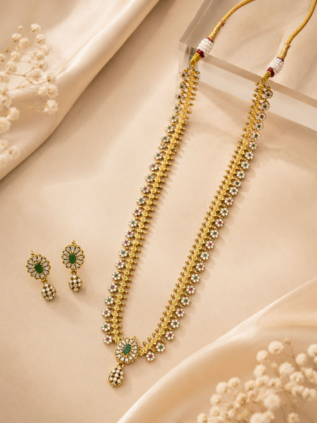 Long Haram Antique Gold Plating Necklace Set| Abdesign