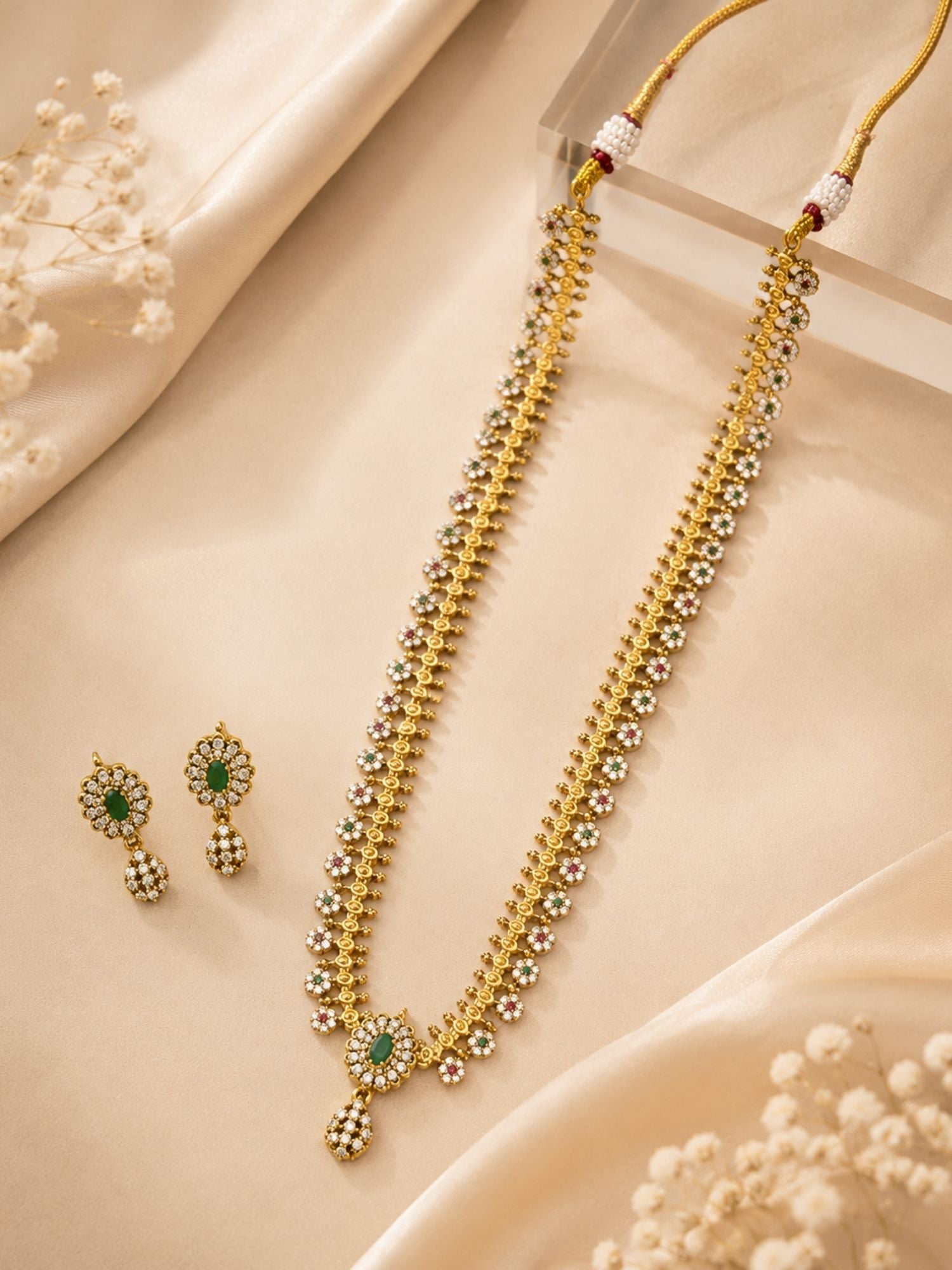 Long Haram Antique Gold Plating Necklace Set| Abdesign