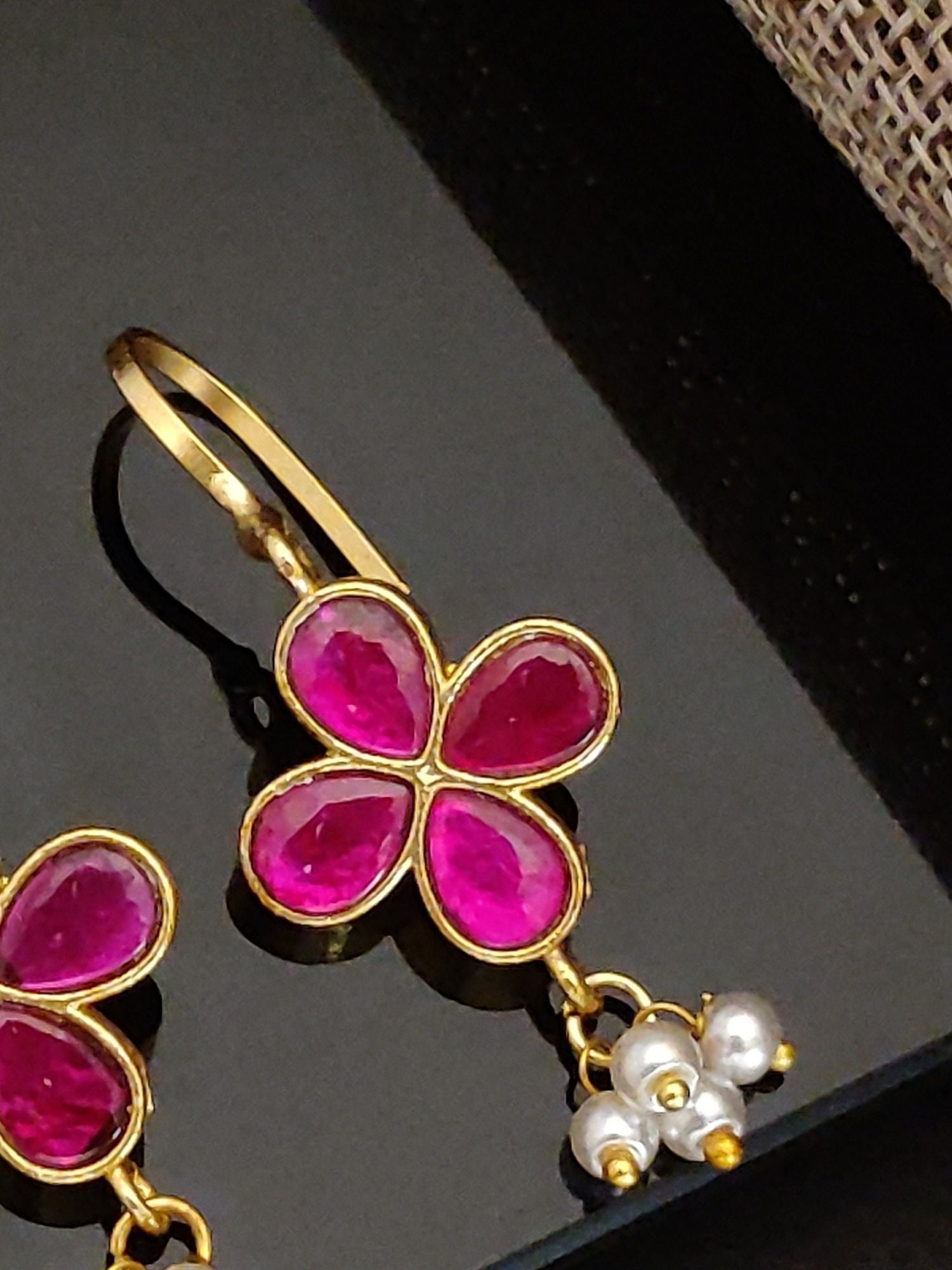 Abdesigns Gold Plated Kempstone Studed Bugadi Earring