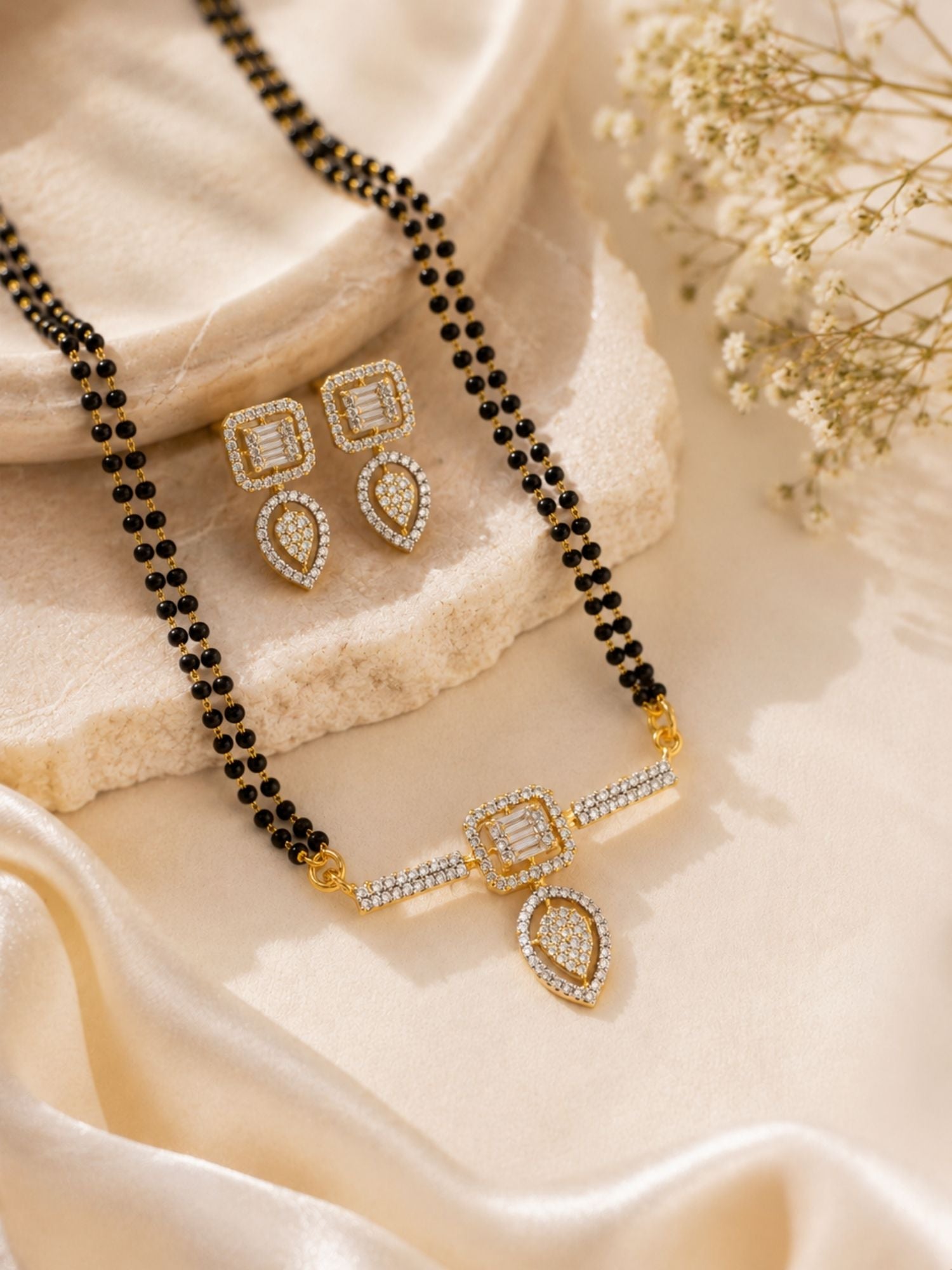 Gold Plated Diamond Look Mangalsutra – Minimal Elegance | Abdesigns