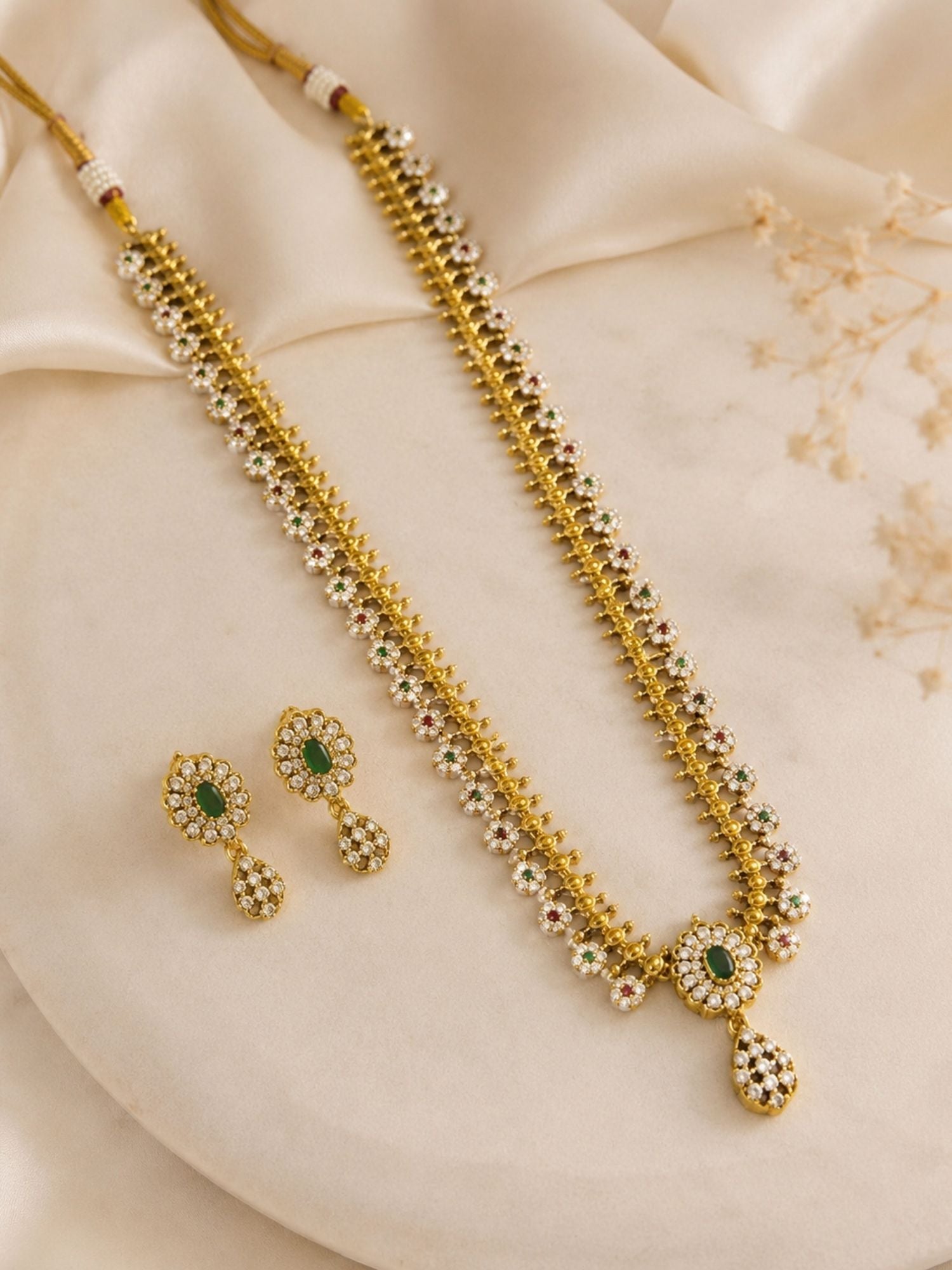 Long Haram Antique Gold Plating Necklace Set| Abdesign