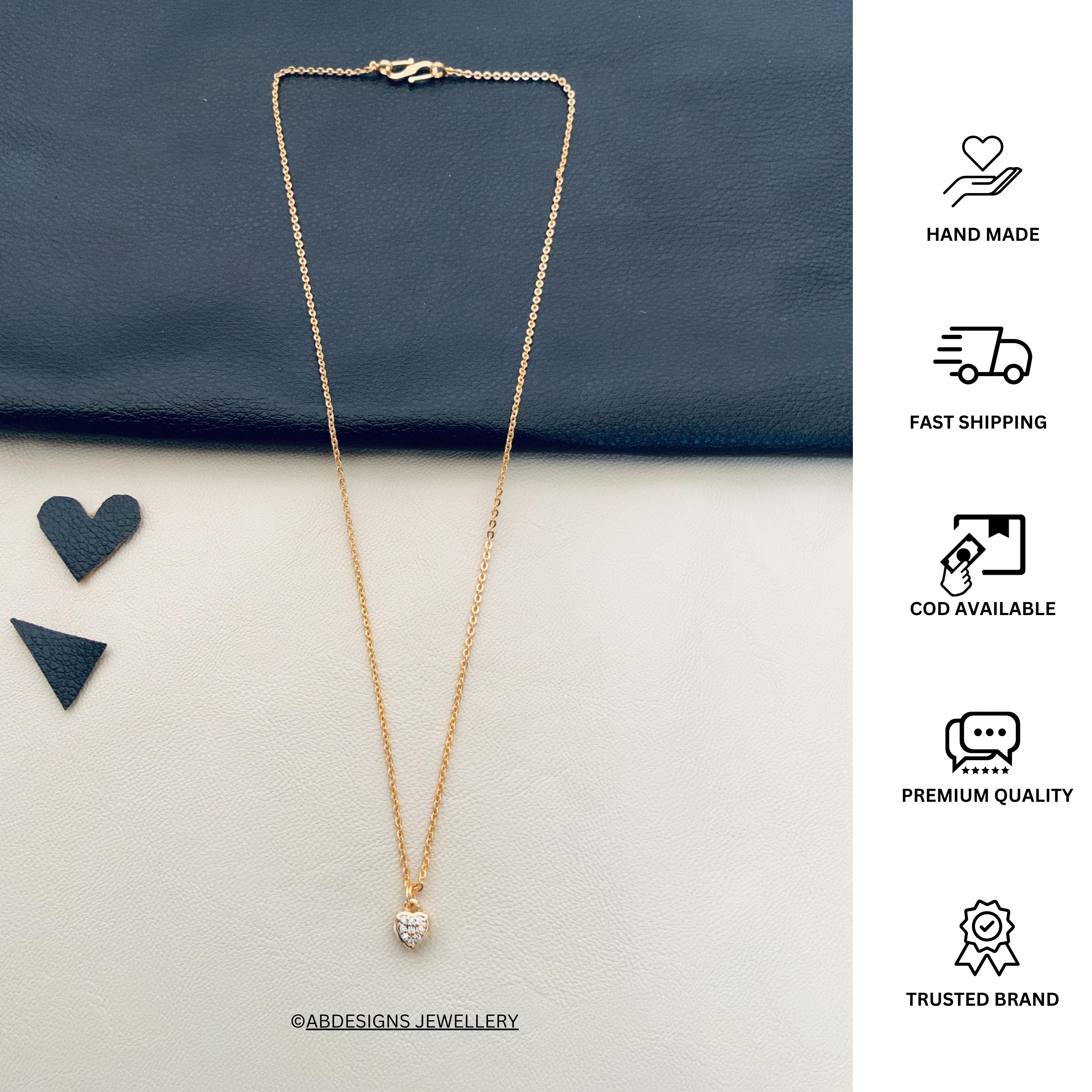 Minimal RoseGold Plated Heart Pendant Chain - Abdesignsjewellery