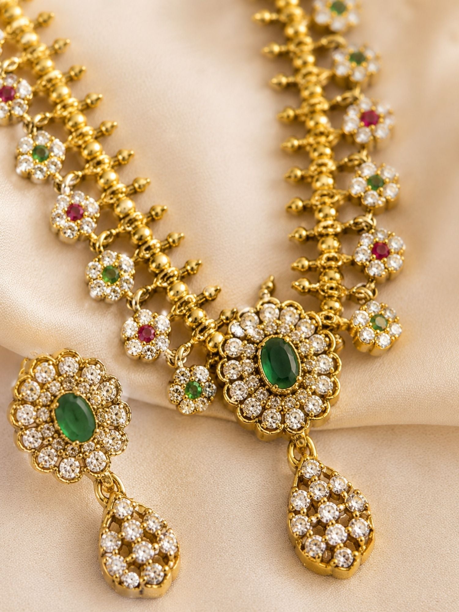 Long Haram Antique Gold Plating Necklace Set| Abdesign