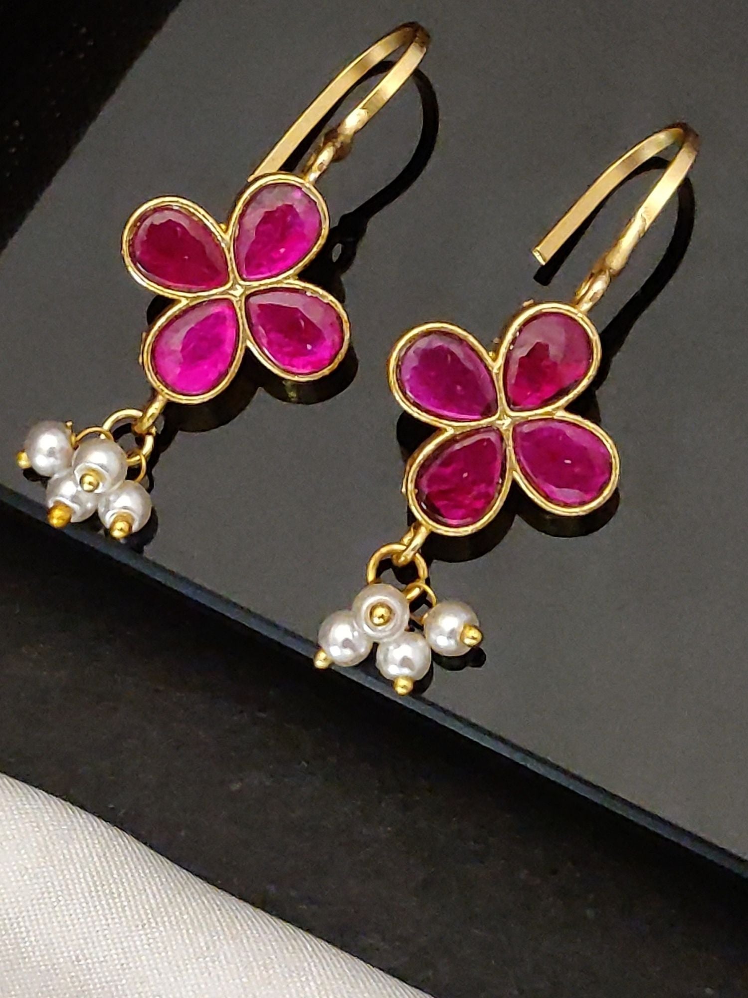 Abdesigns Gold Plated Kempstone Studed Bugadi Earring