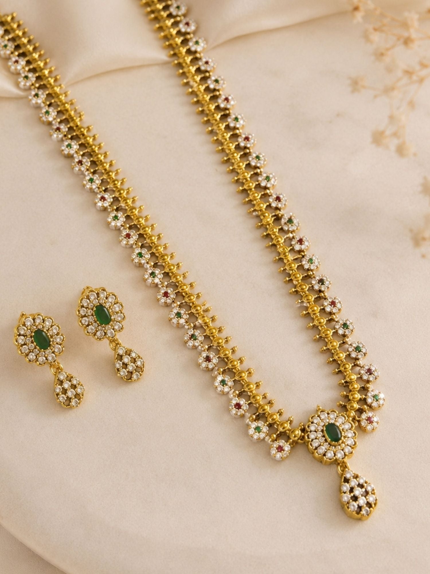 Long Haram Antique Gold Plating Necklace Set| Abdesign