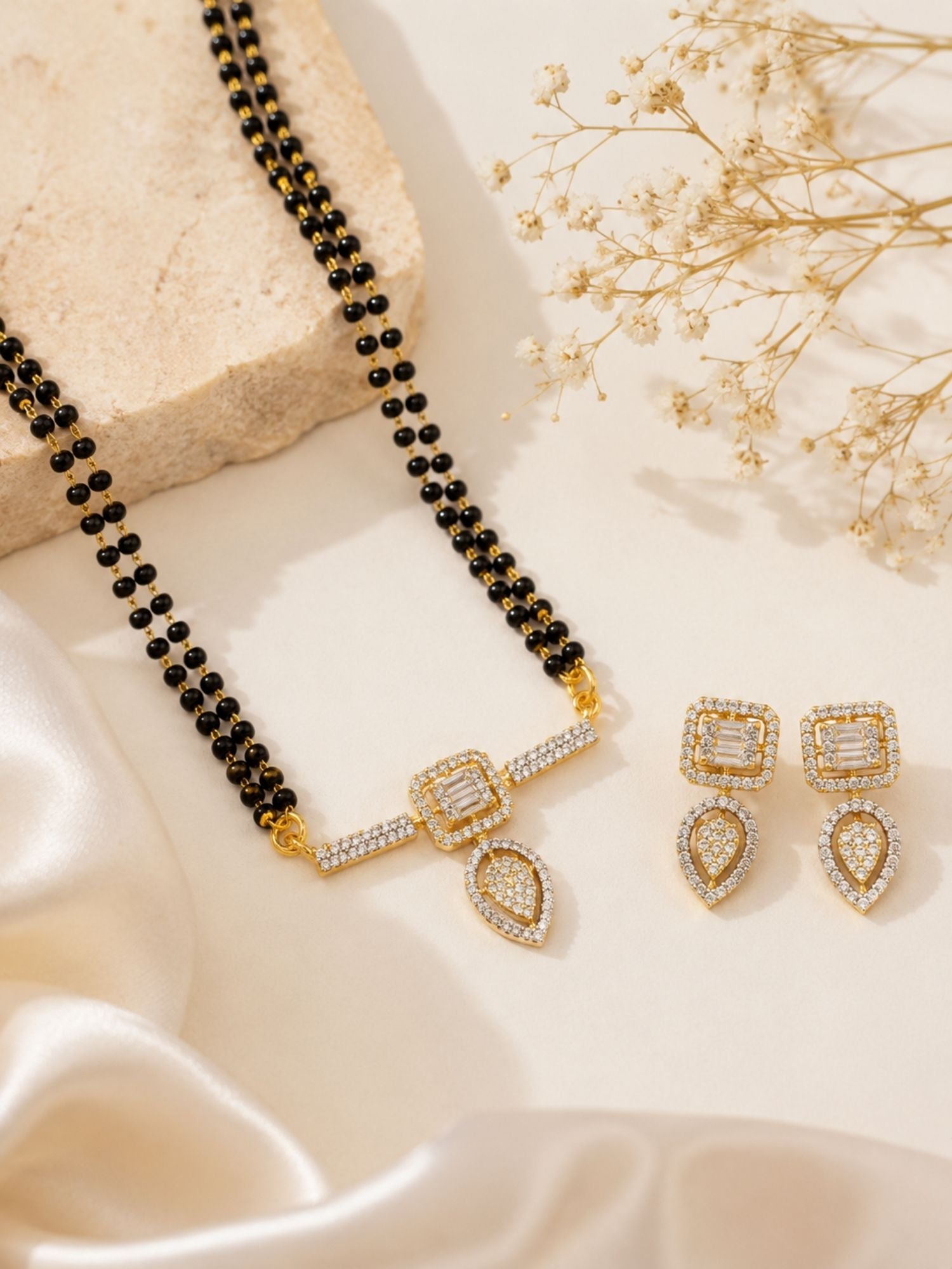 Gold Plated Diamond Look Mangalsutra – Minimal Elegance | Abdesigns
