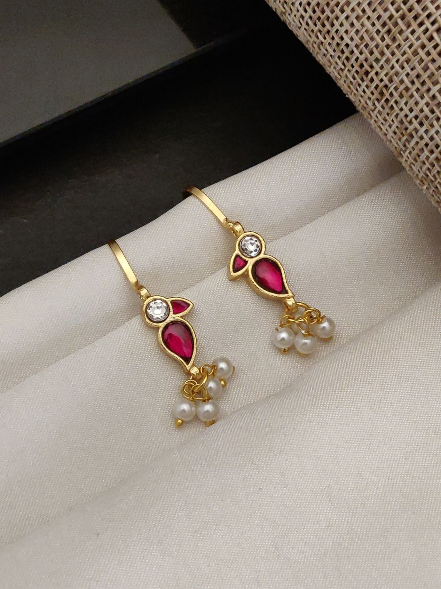 Abdesigns Gold Plated Kempstone Studed Bugadi Earring