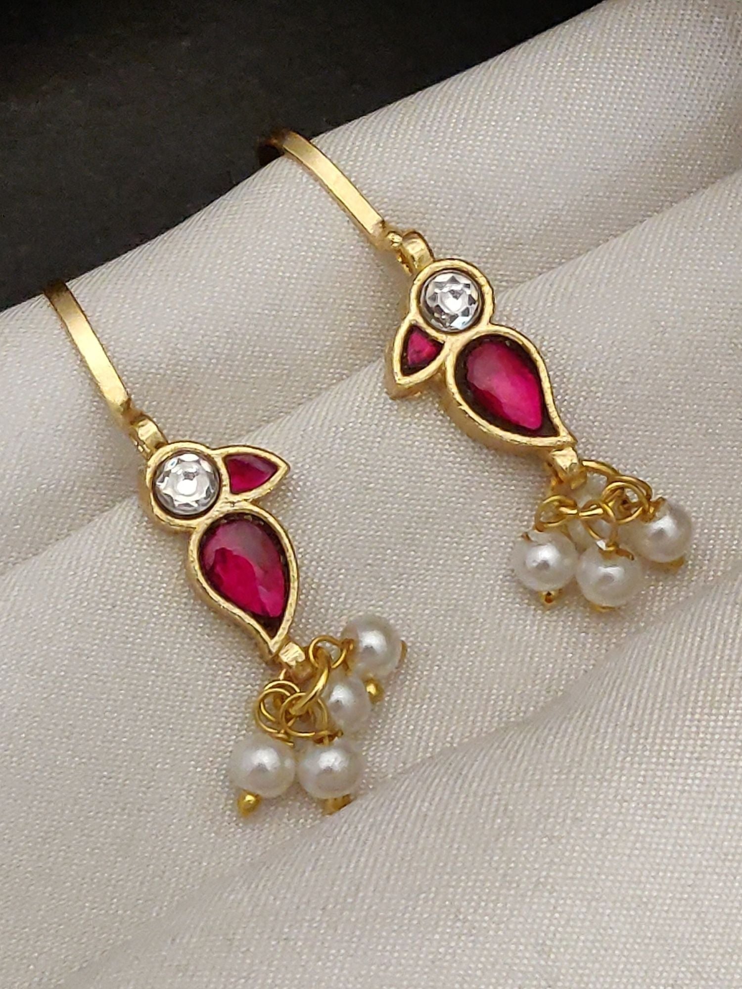 Abdesigns Gold Plated Kempstone Studed Bugadi Earring