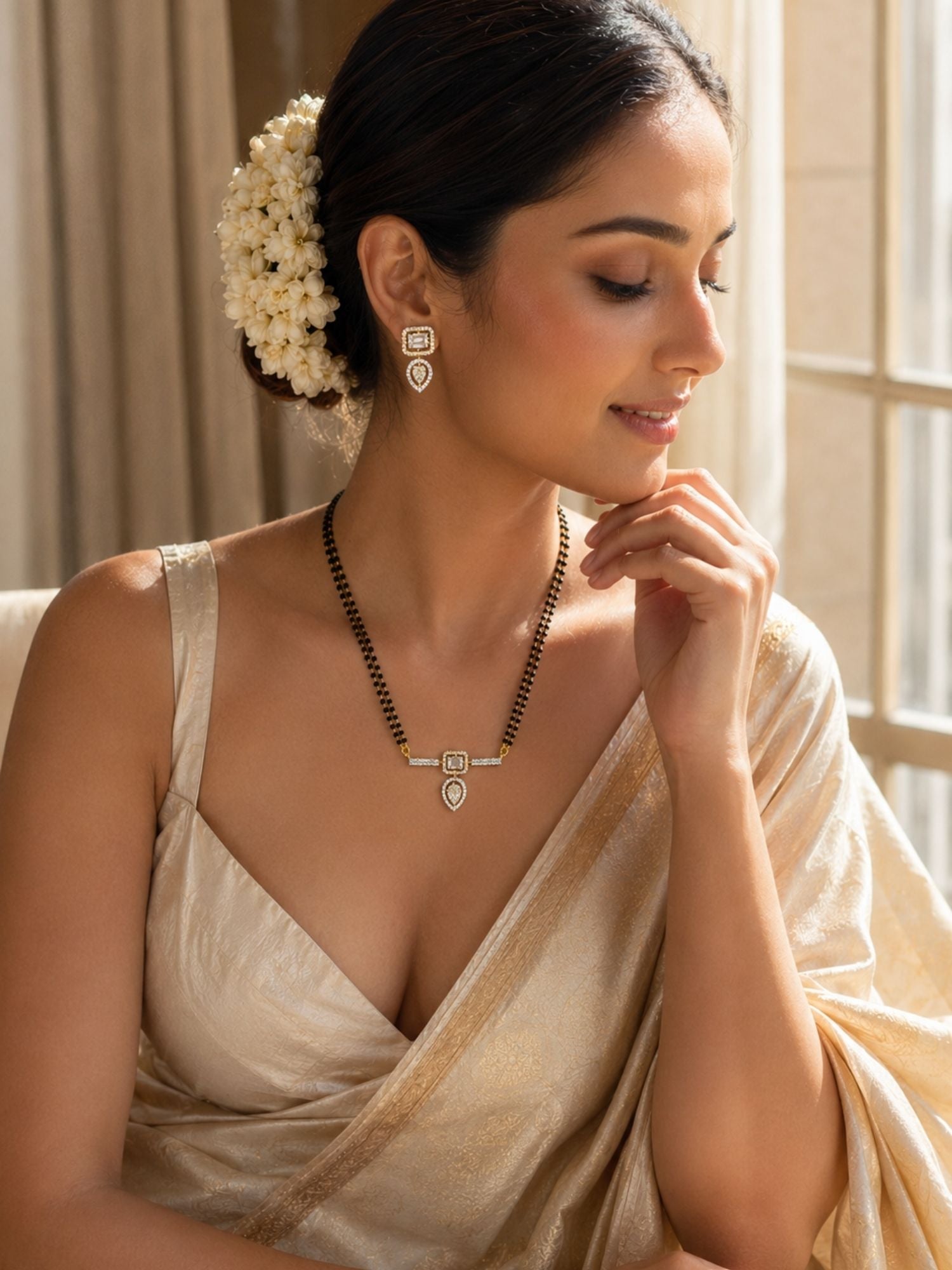 Gold Plated Diamond Look Mangalsutra – Minimal Elegance | Abdesigns