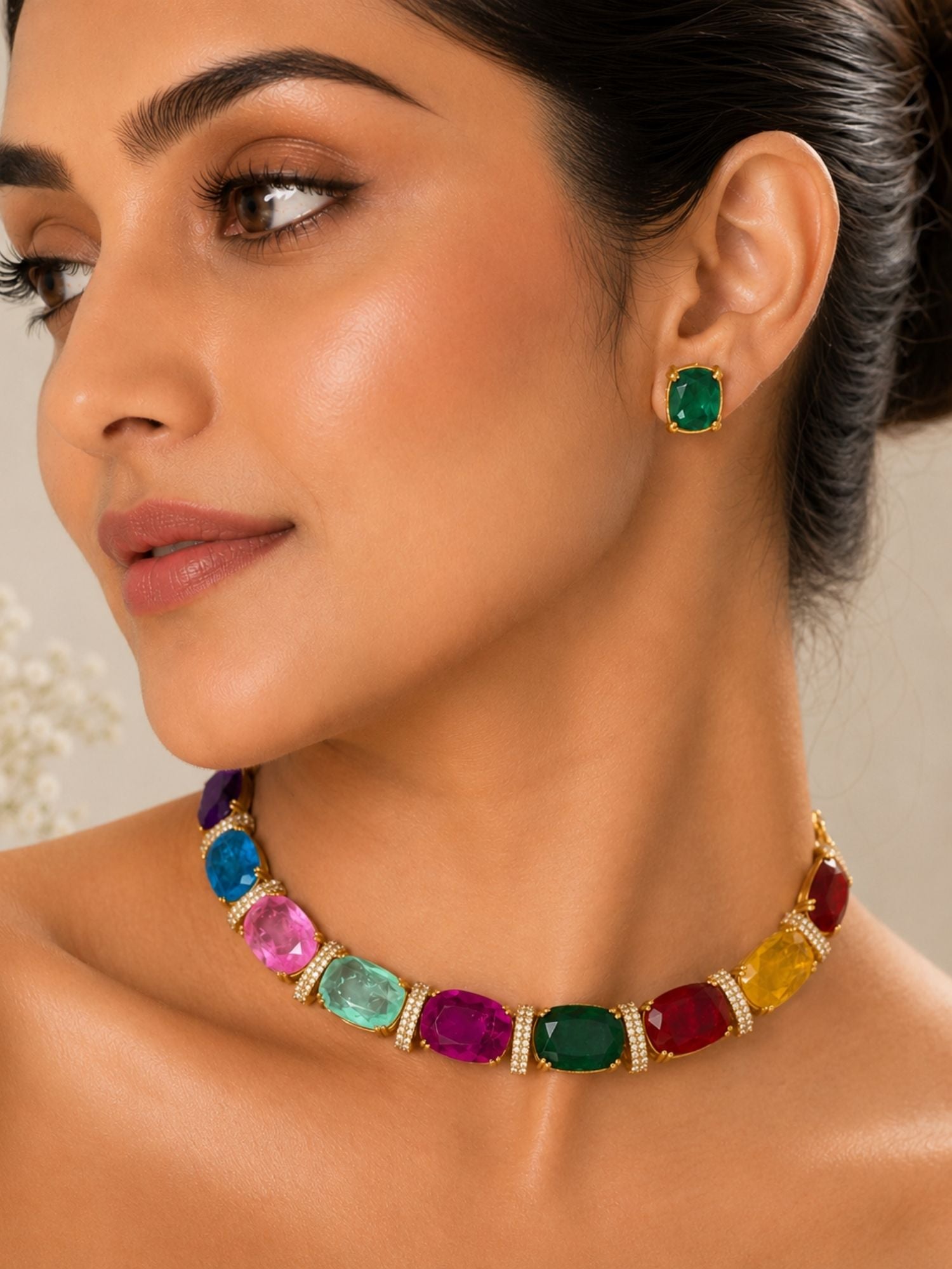 Unique Crystal Choker Necklace Set | Abdesigns