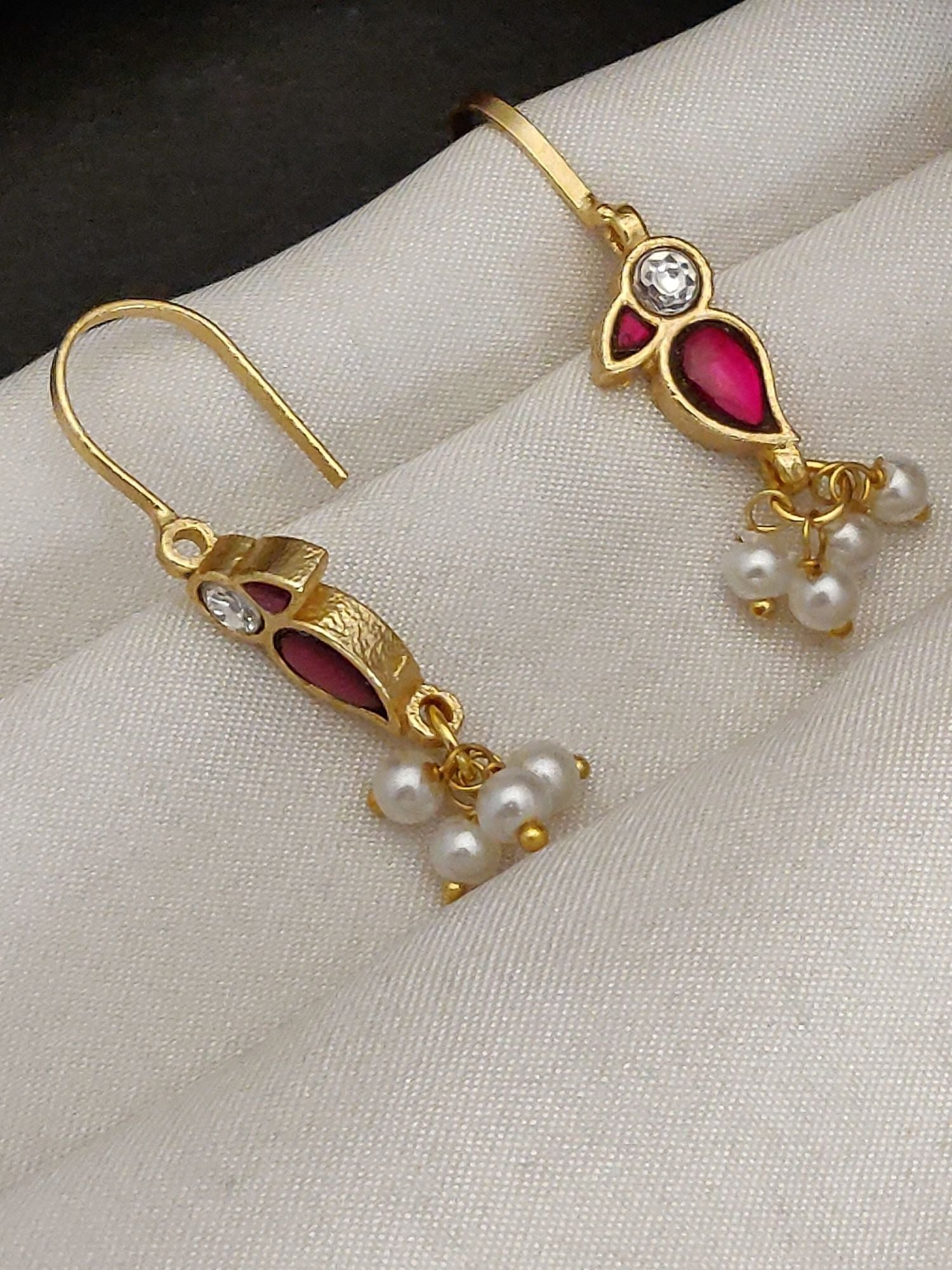 Abdesigns Gold Plated Kempstone Studed Bugadi Earring