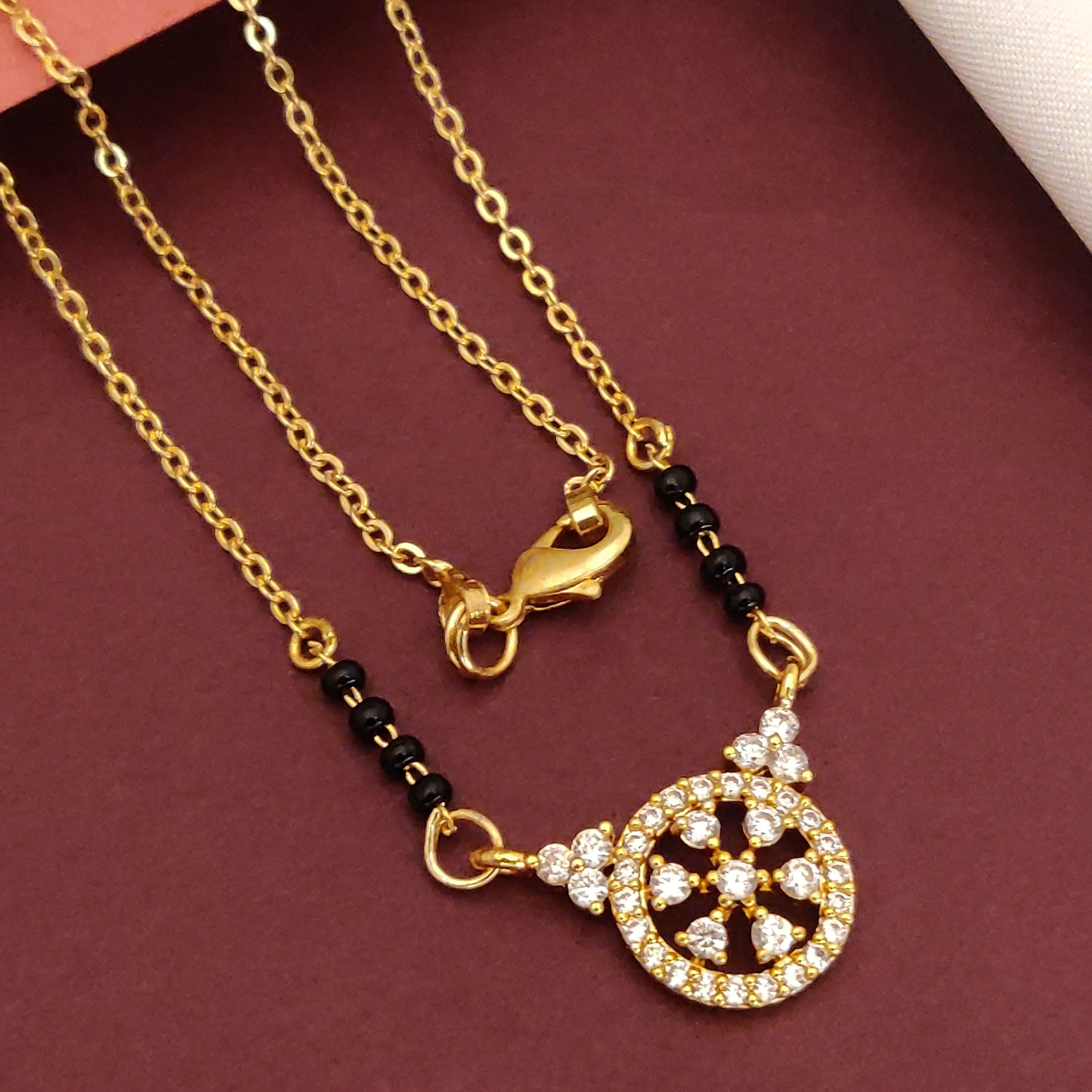 Abdesigns Gold Plated Black Beads Mangalsutra