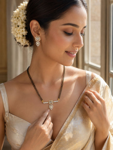 Gold Plated Diamond Look Mangalsutra – Minimal Elegance | Abdesigns